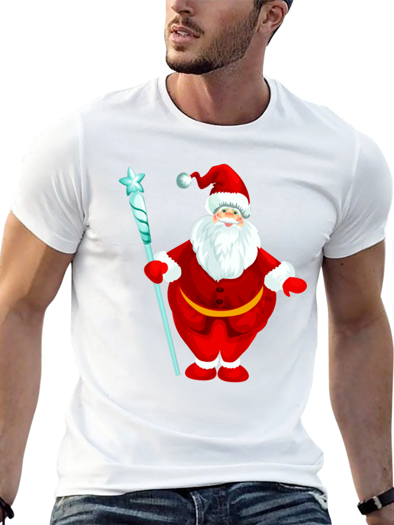 Festive Santa Claus Graphic T-Shirt - Holiday Cheer
