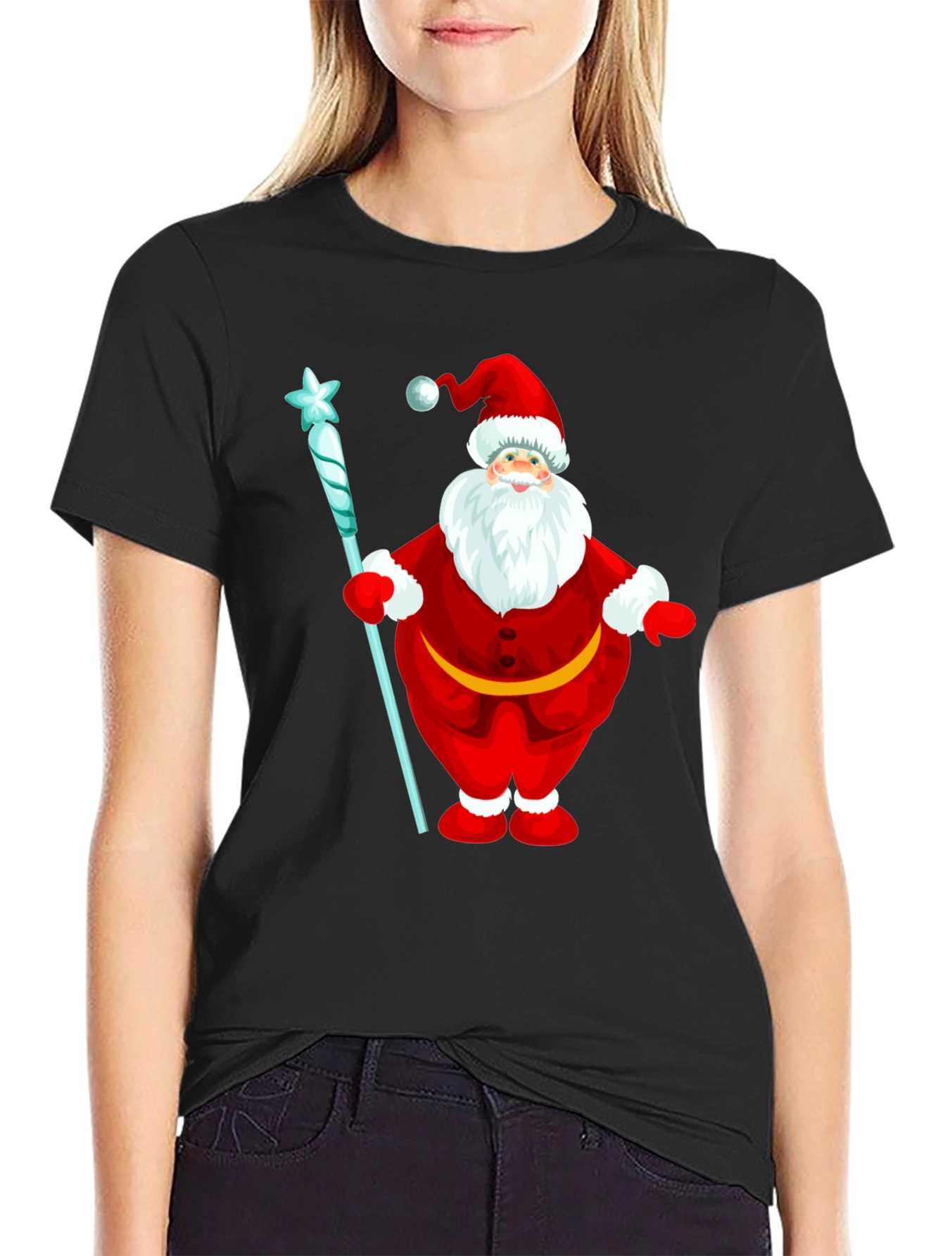 Festive Santa Claus Graphic T-Shirt - Holiday Cheer
