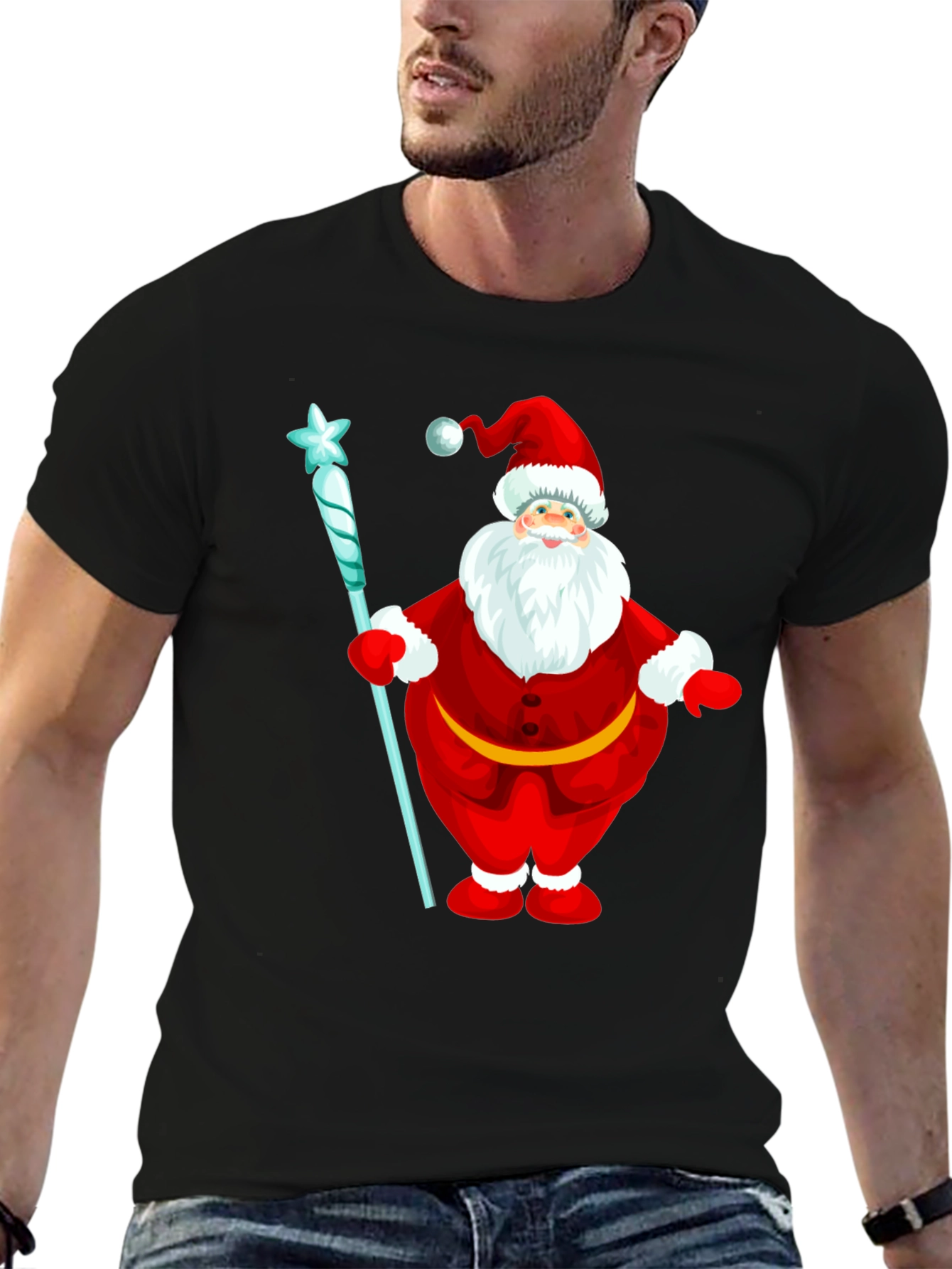 Festive Santa Claus Graphic T-Shirt - Holiday Cheer