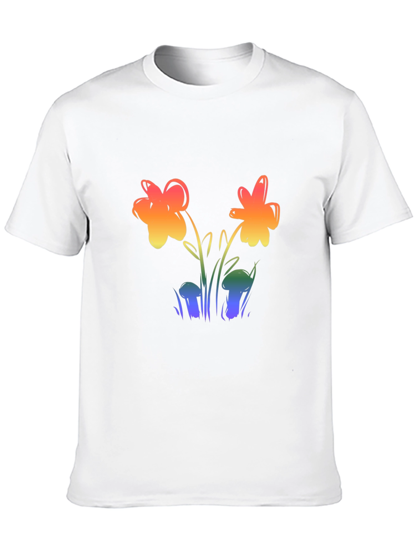 Rainbow Flower Graphic Black Tee