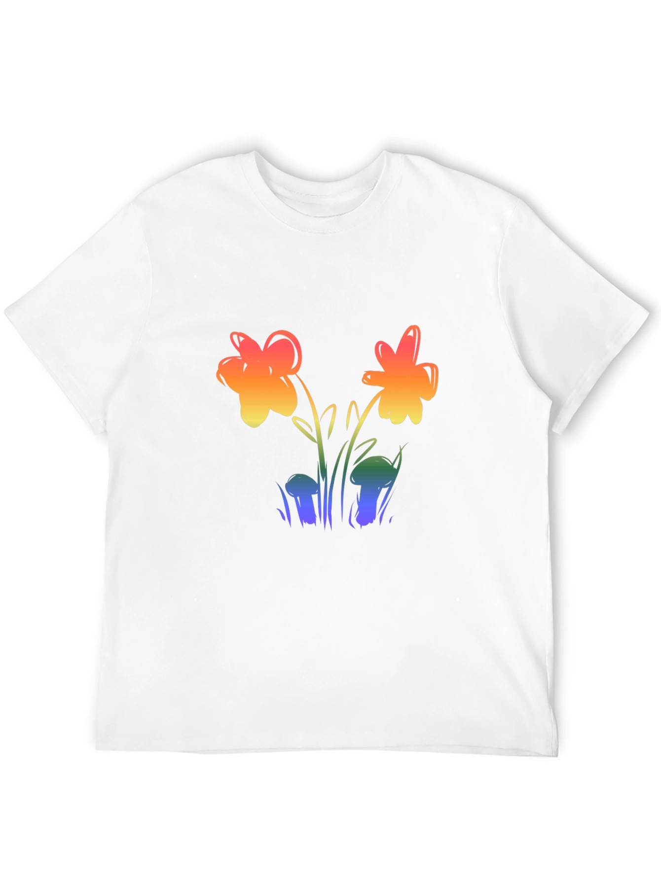 Rainbow Flower Graphic Black Tee