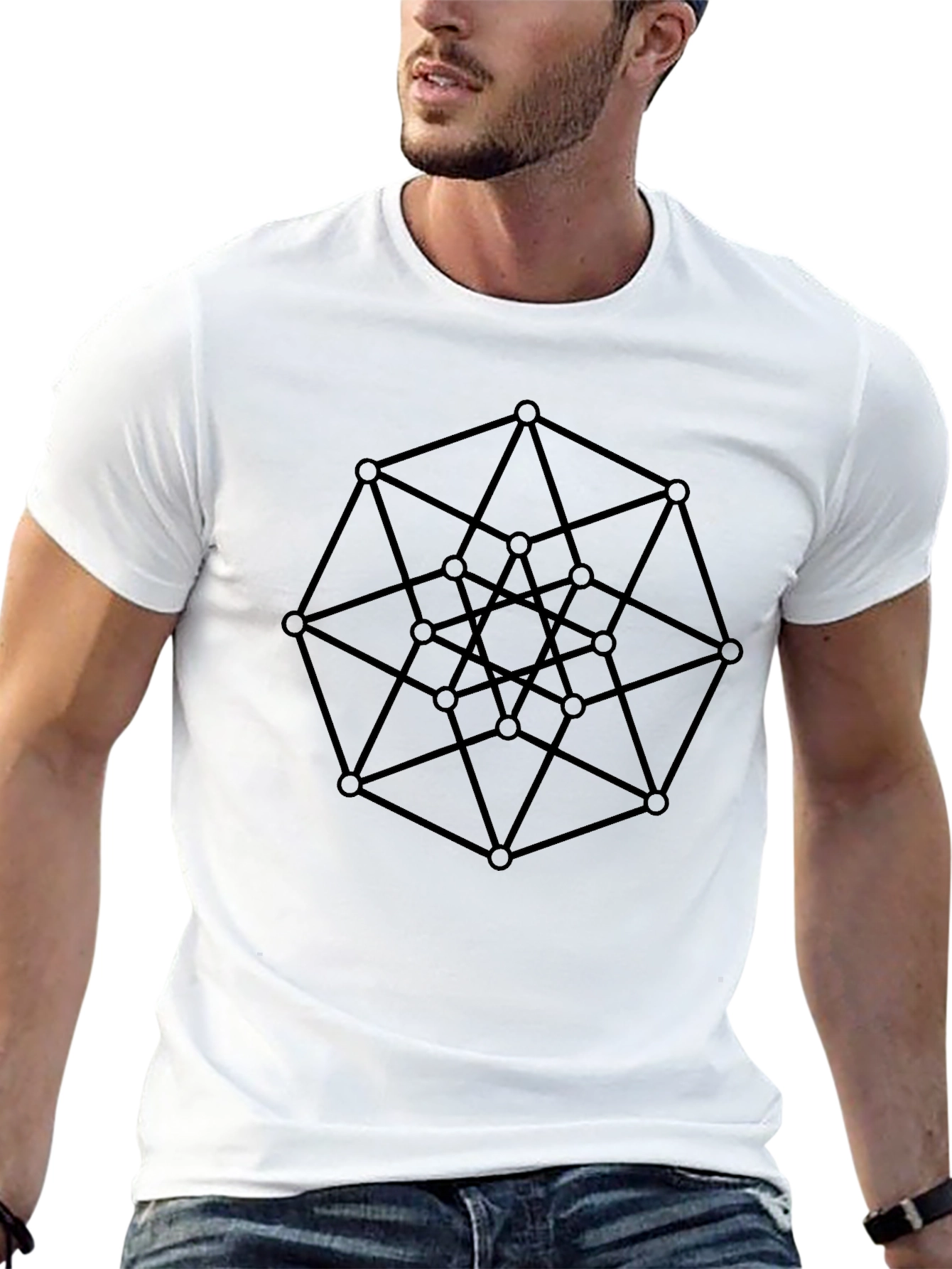 Geometric Tesseract Black T-Shirt