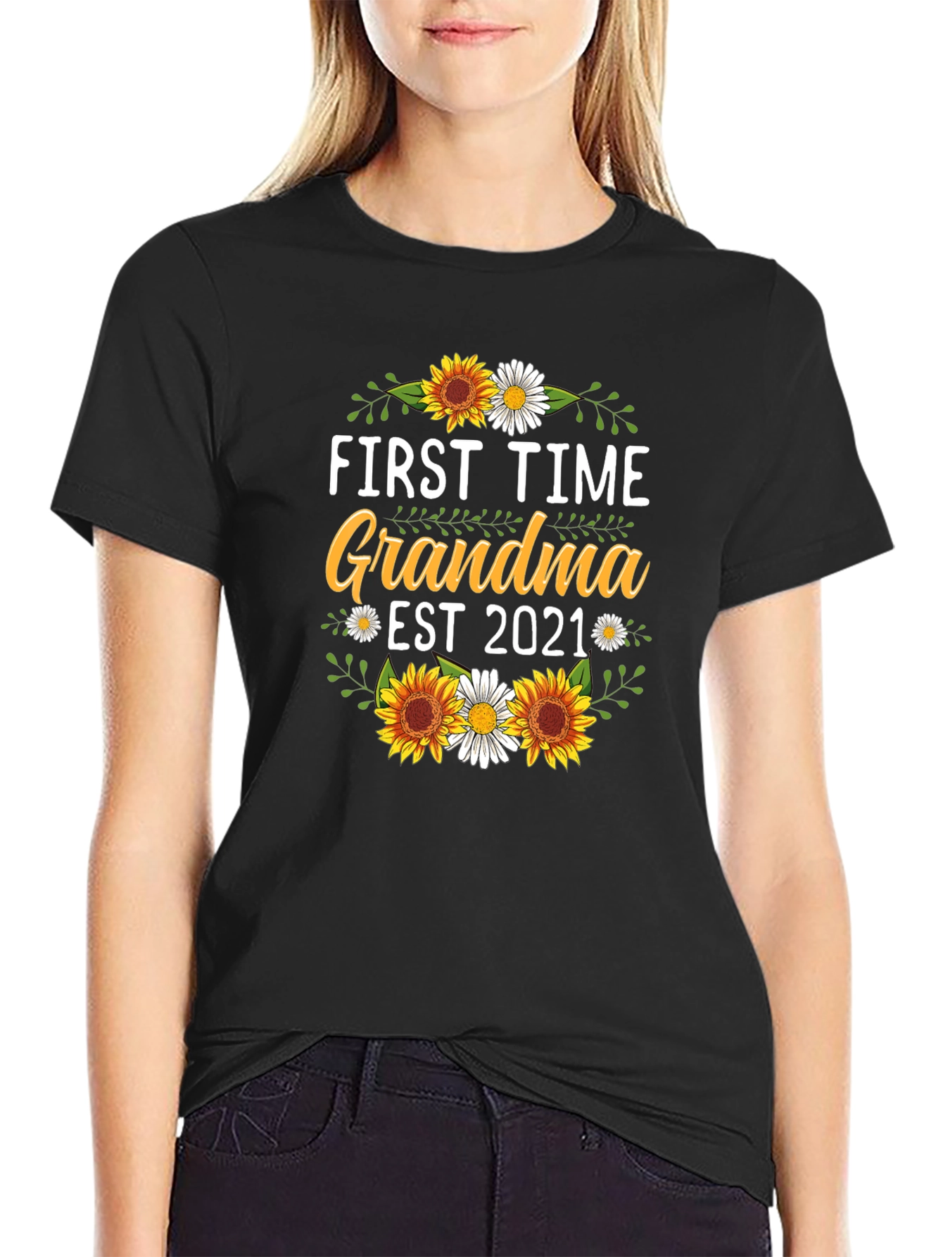 First Time Grandma Est 2021 Floral T-Shirt