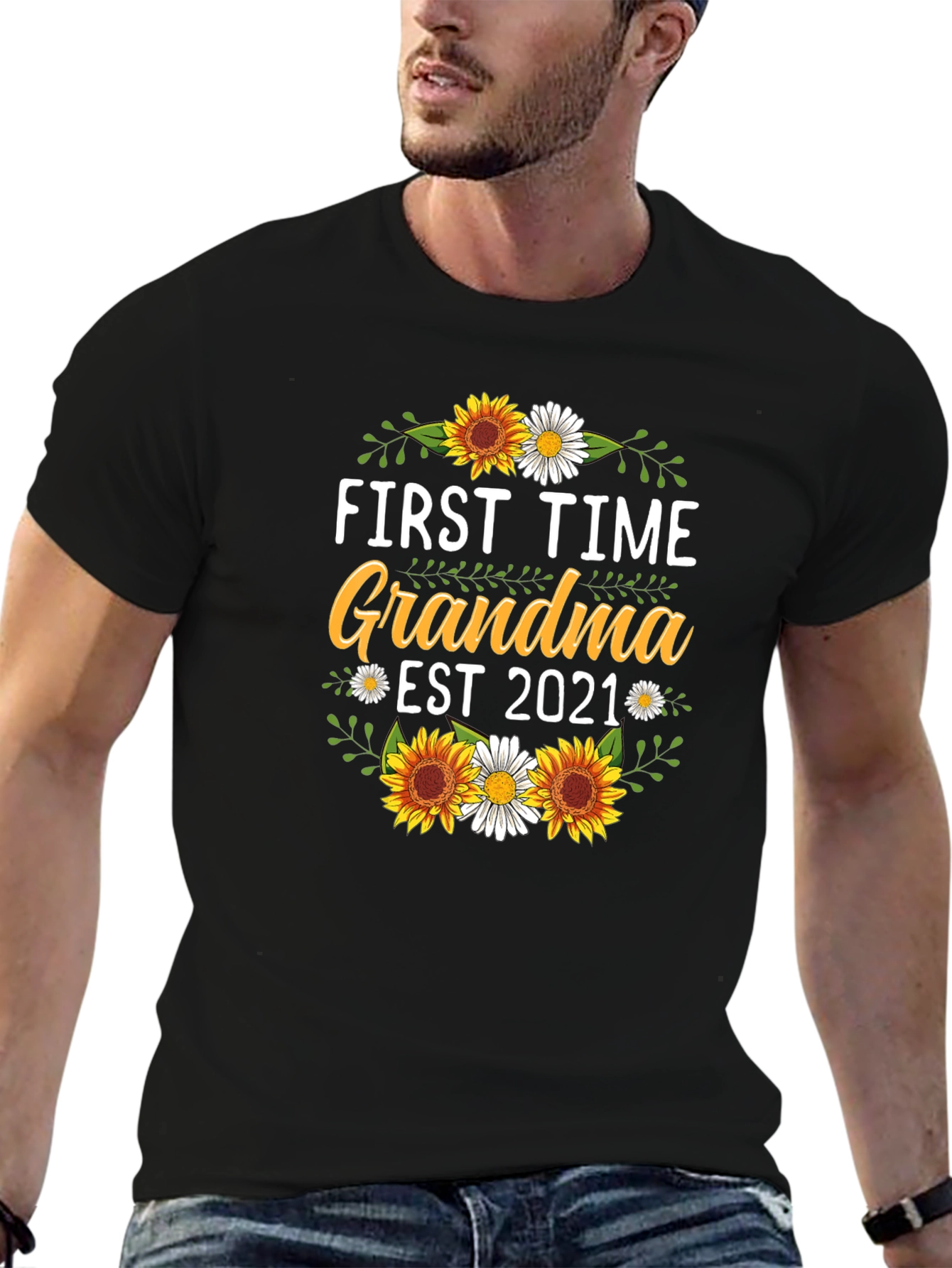 First Time Grandma Est 2021 Floral T-Shirt