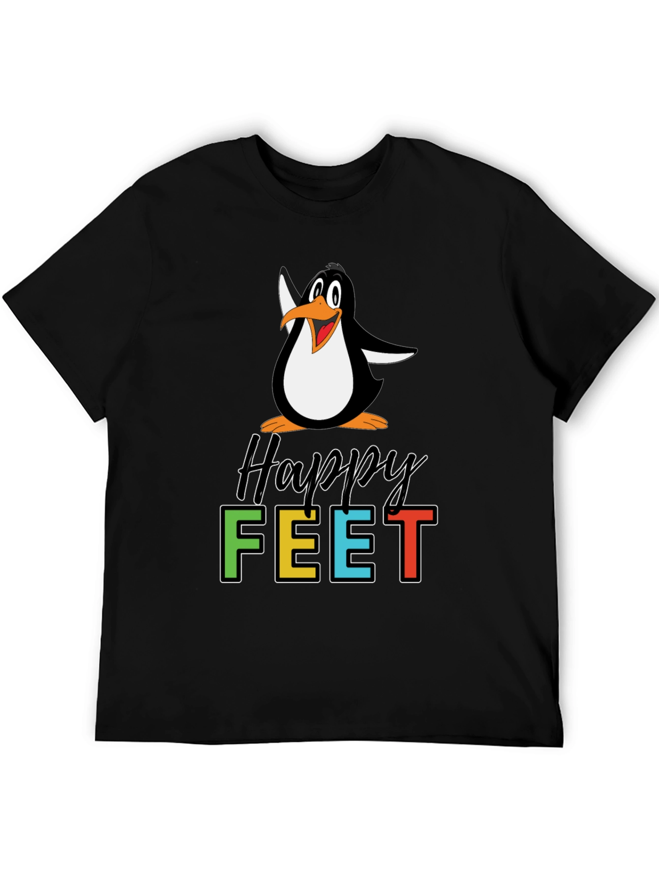 Happy Feet Penguin Graphic Tee - Black T-Shirt