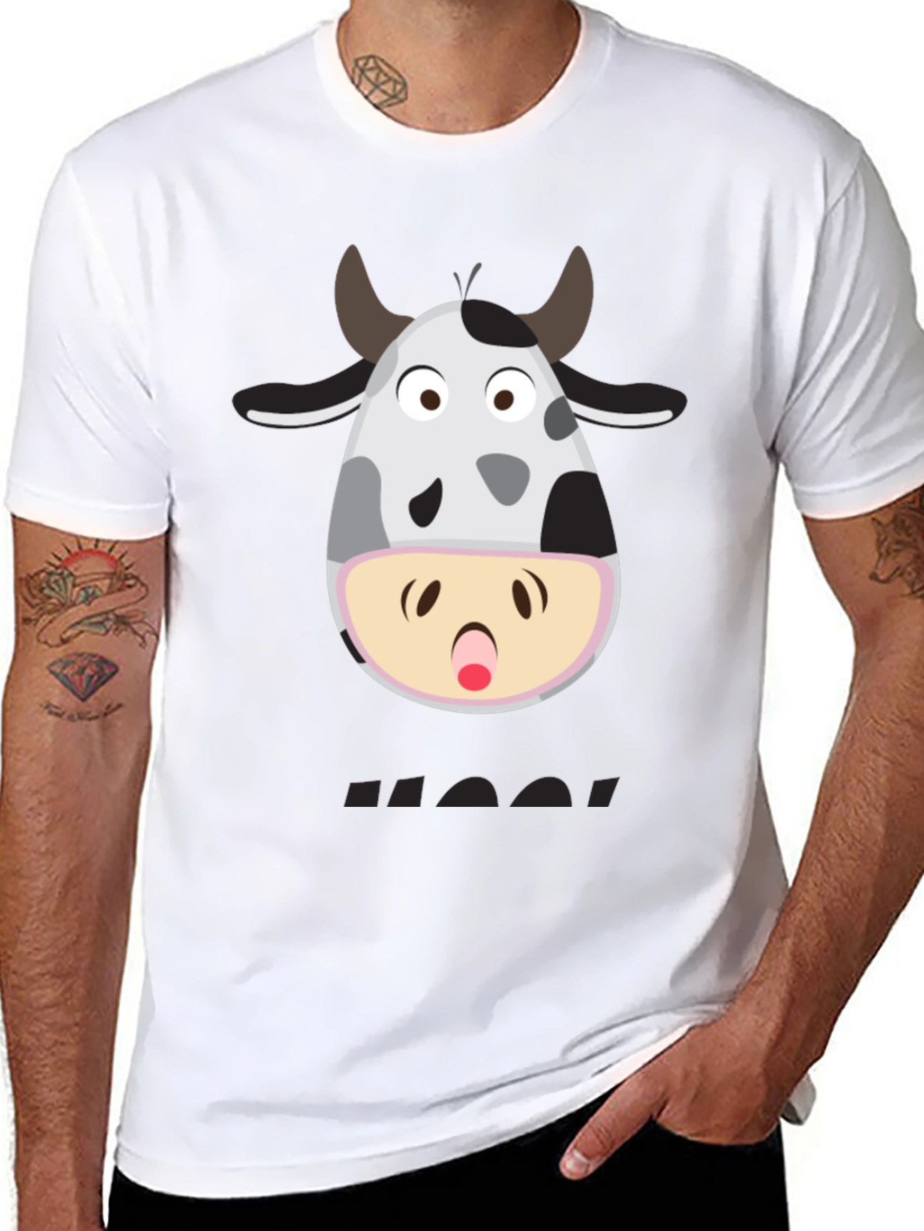 Funny Cow Moo! T-Shirt - Black Graphic Tee