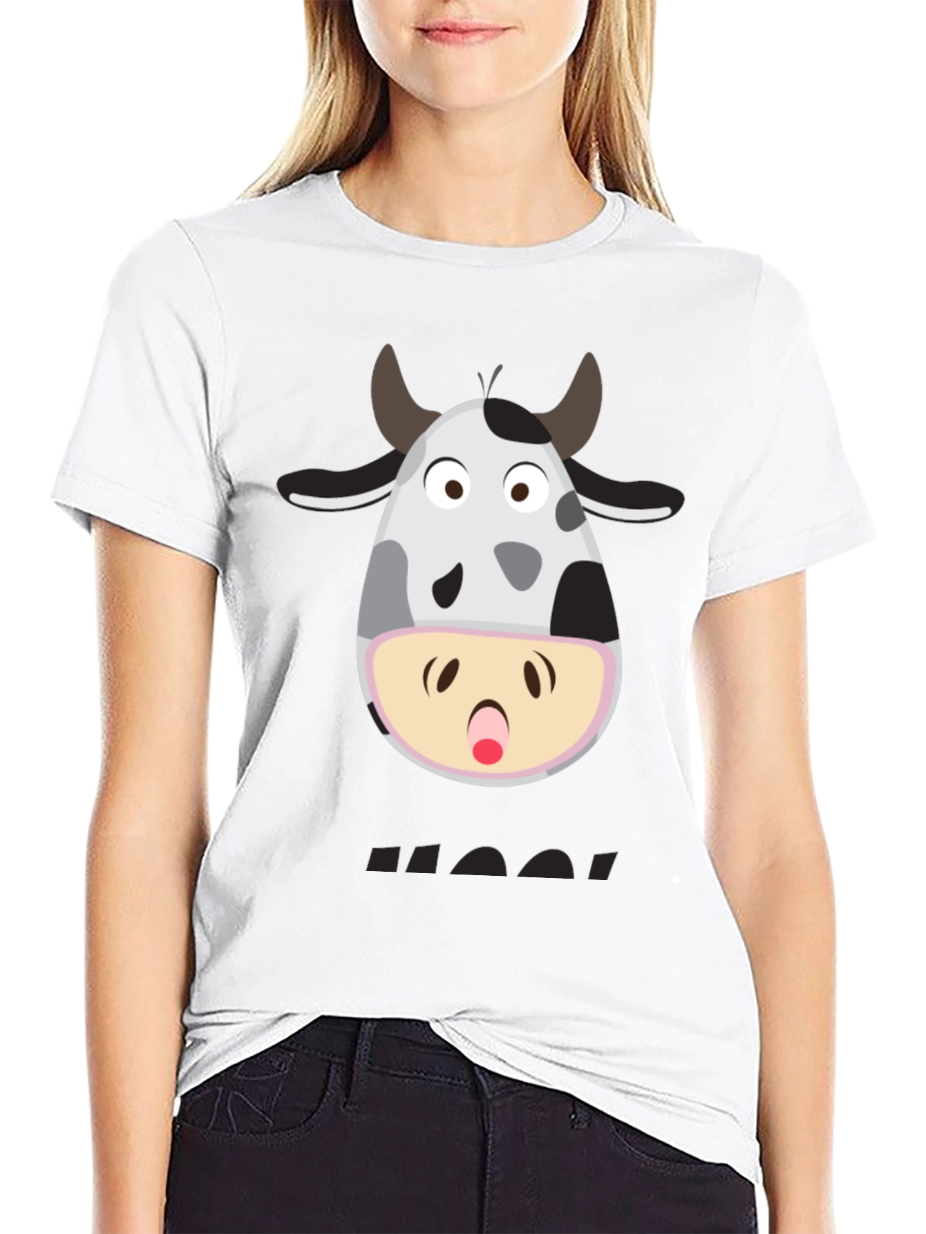 Funny Cow Moo! T-Shirt - Black Graphic Tee