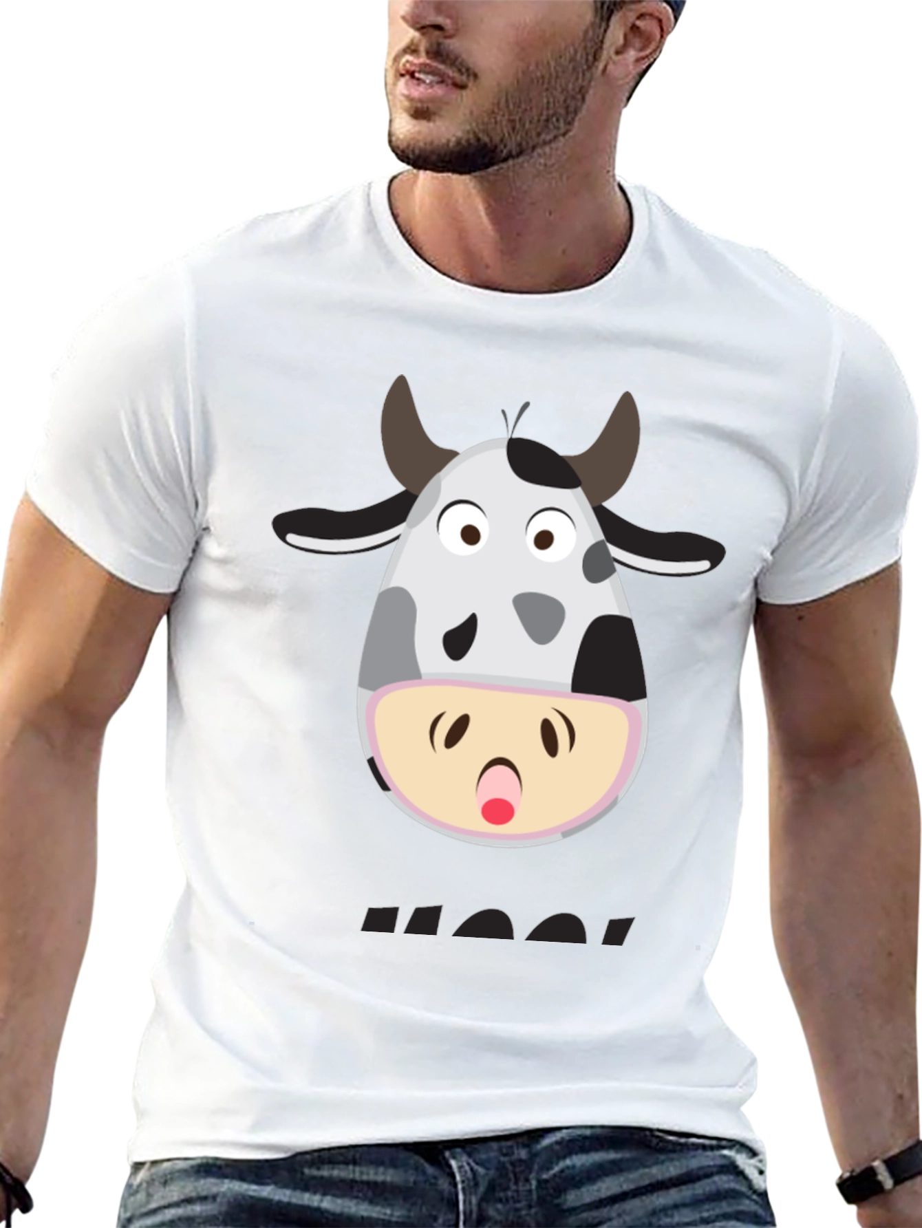 Funny Cow Moo! T-Shirt - Black Graphic Tee