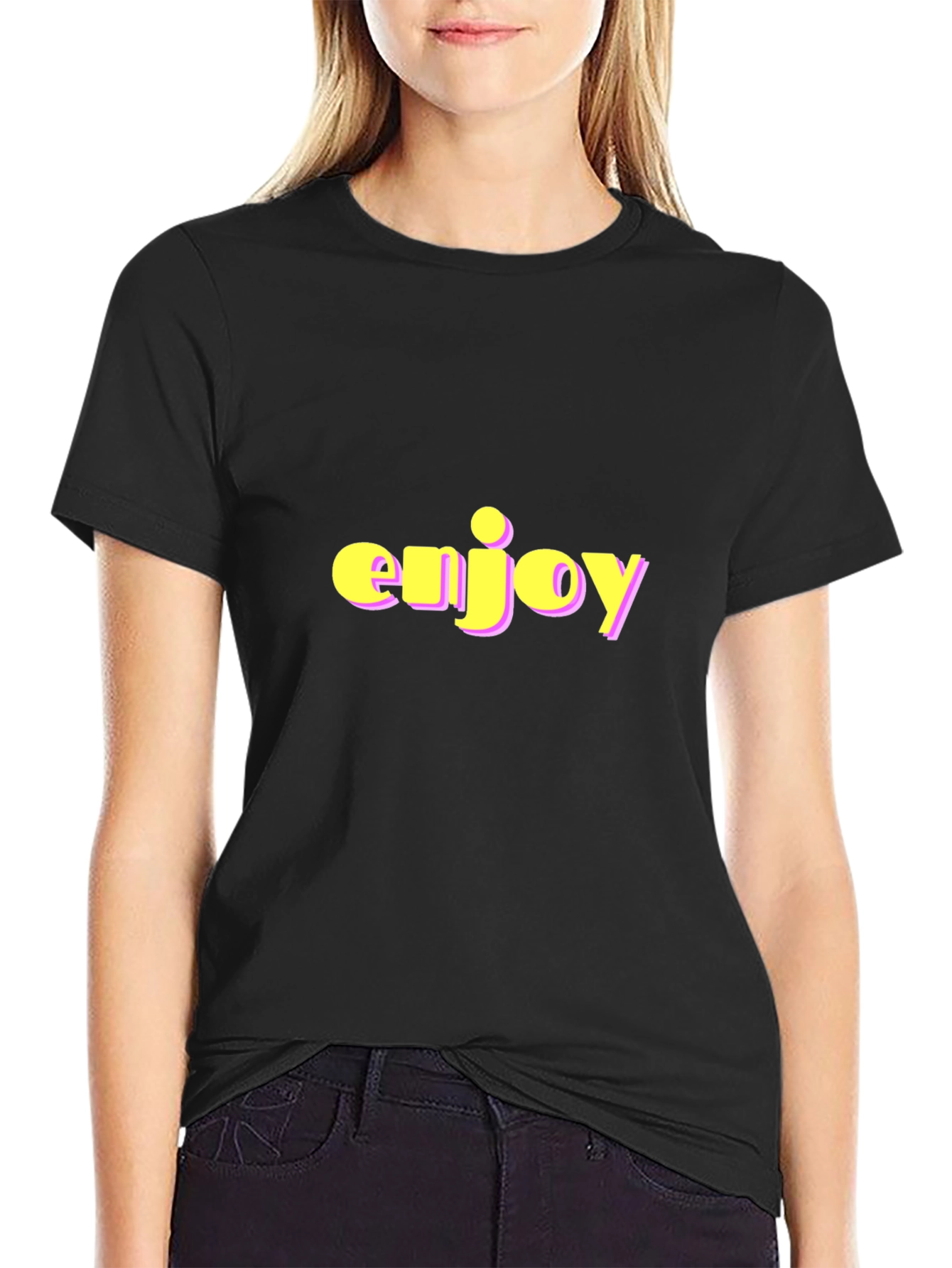 Enjoy Black T-Shirt with Bold Lettering