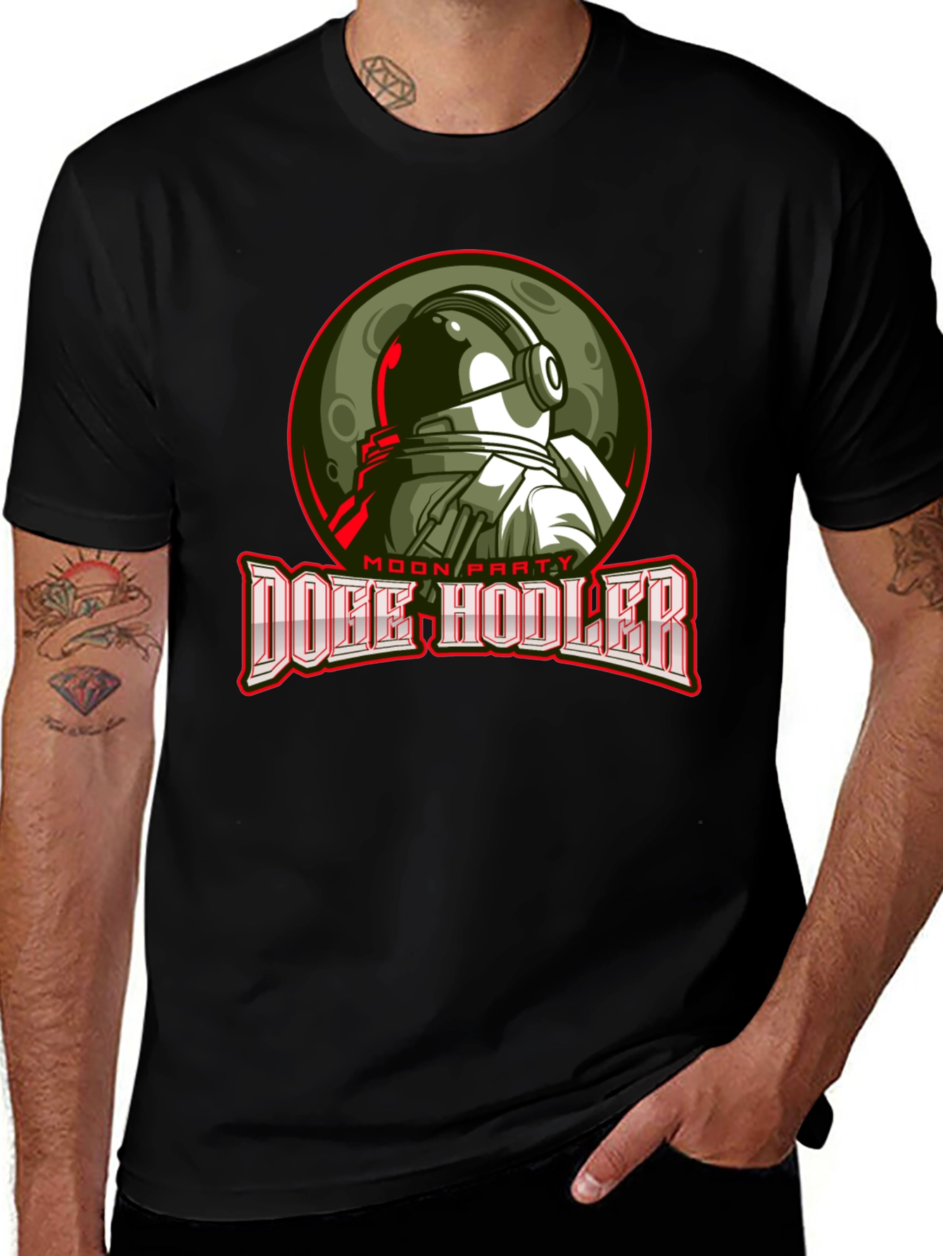 Doge Hodler Moon Party Black T-Shirt