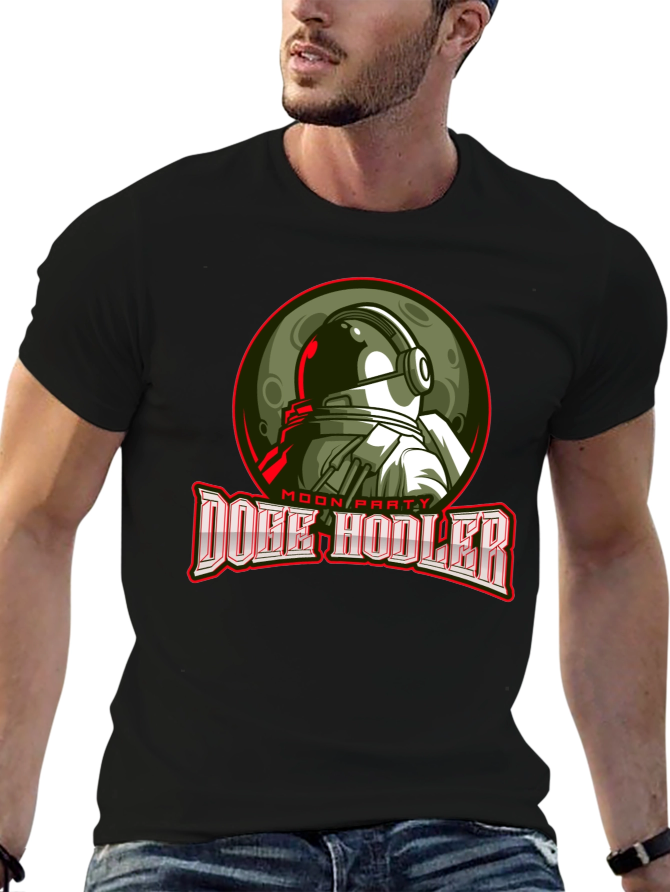 Doge Hodler Moon Party Black T-Shirt