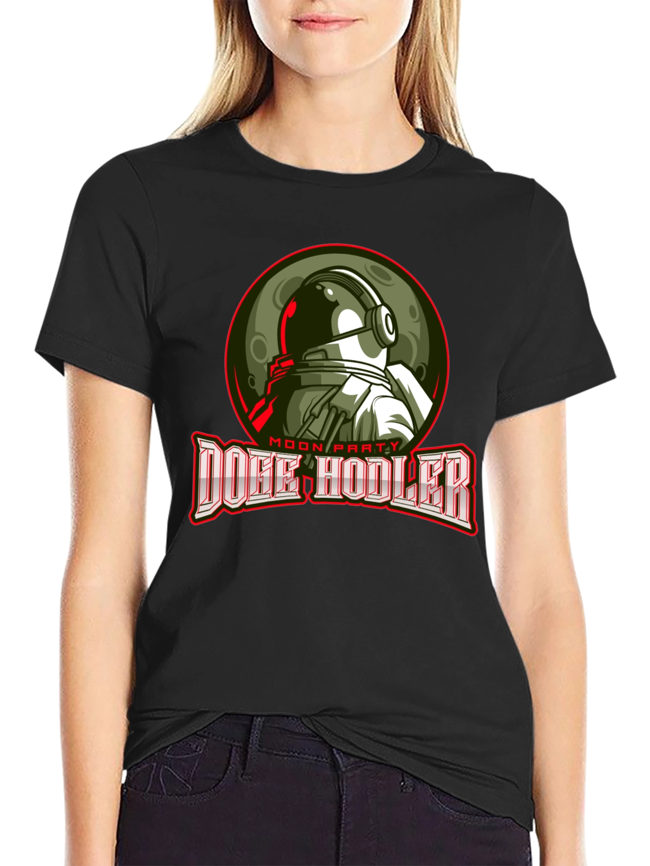 Doge Hodler Moon Party Black T-Shirt