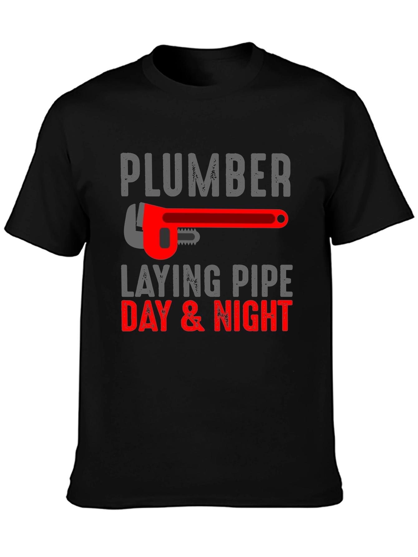 Plumber Laying Pipe Day & Night Graphic T-Shirt