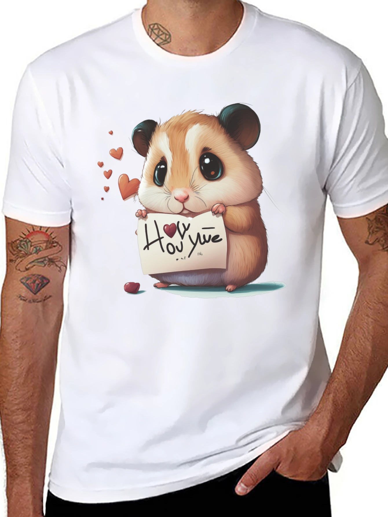 Cute Hamster Holding Love Note T-Shirt