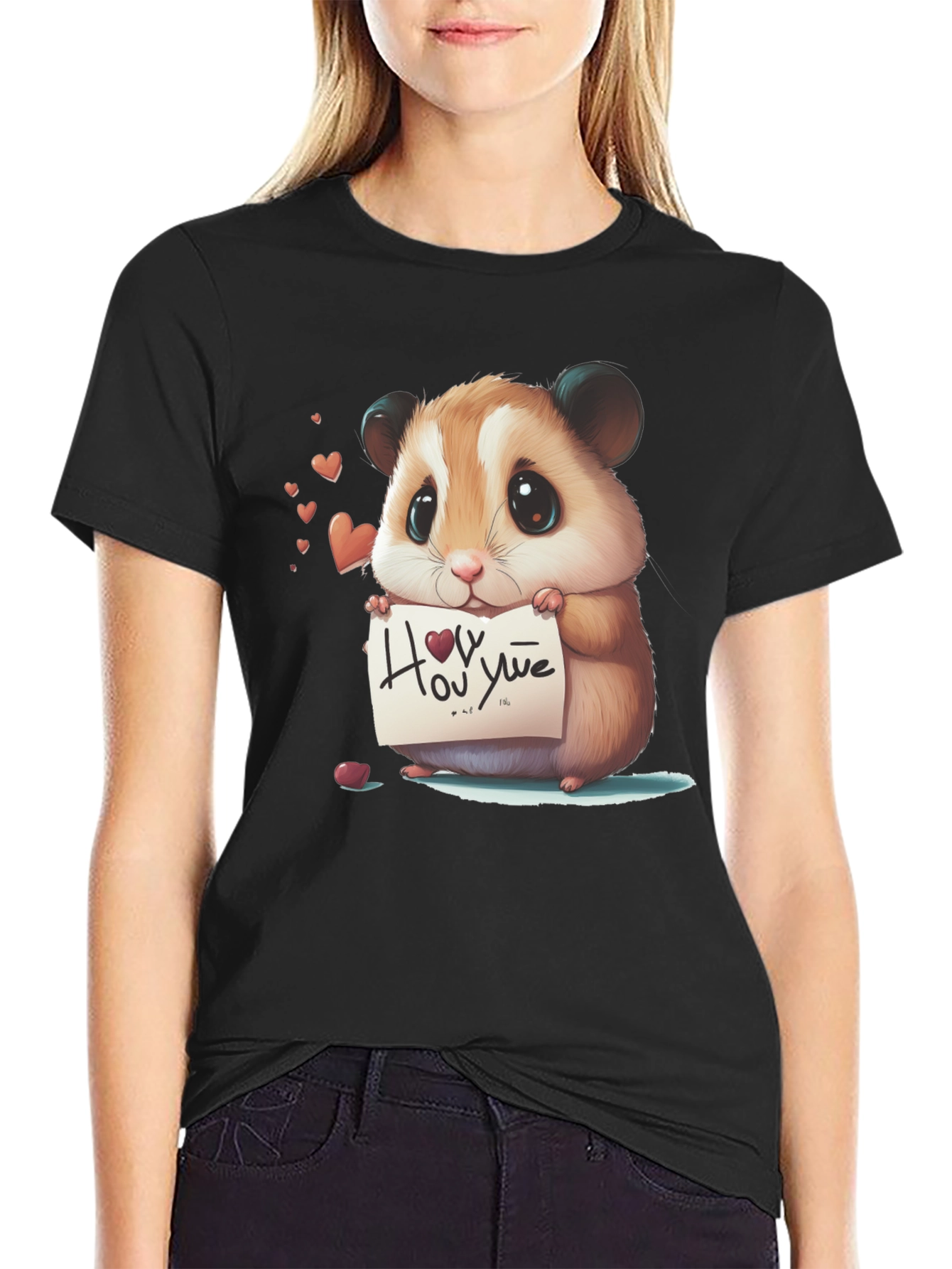 Cute Hamster Holding Love Note T-Shirt