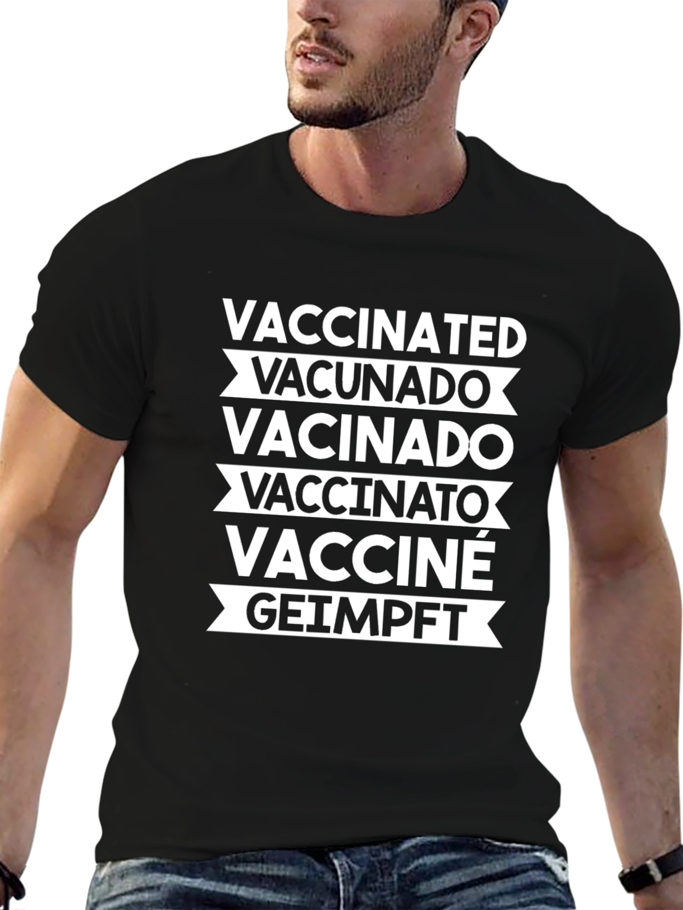 Vaccinated Multi-Language Tee - Black