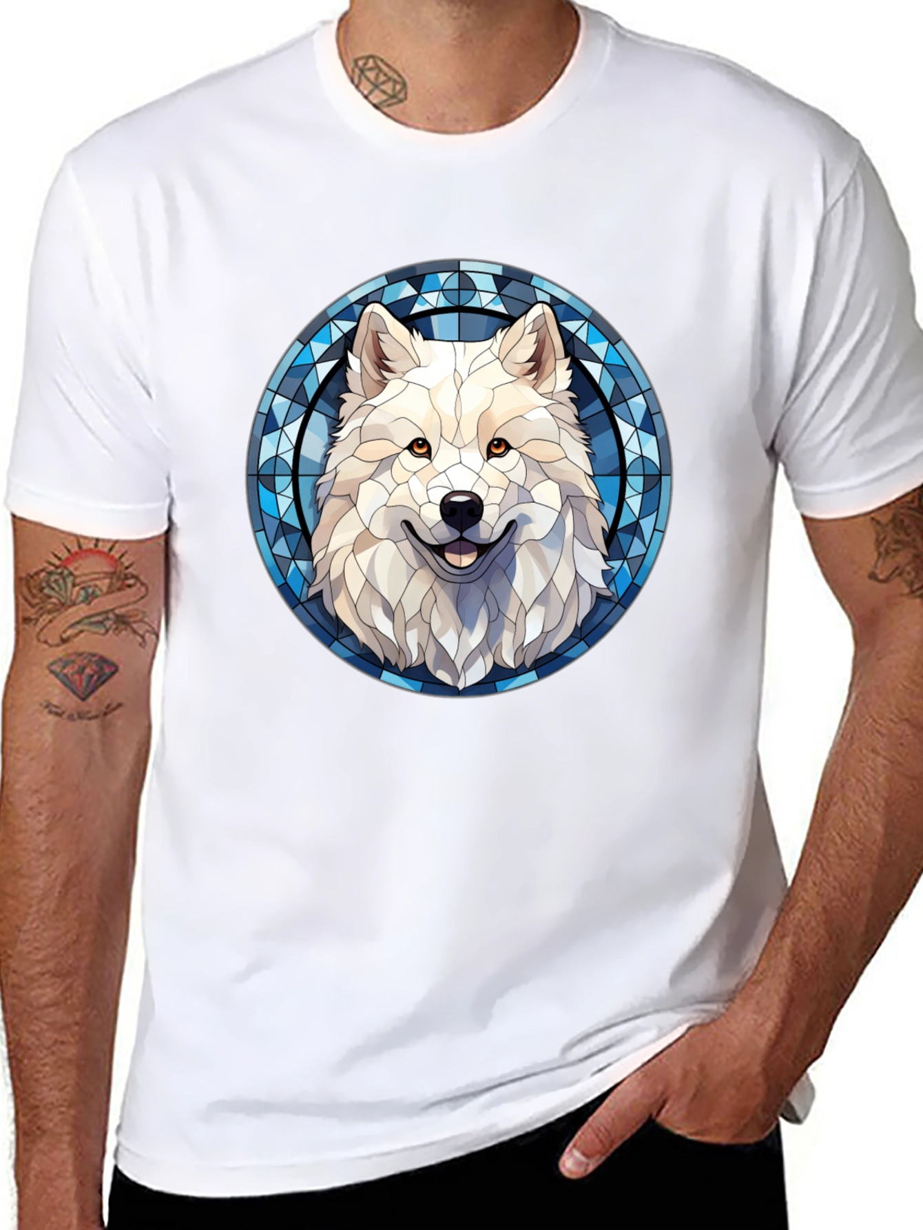 Wolf Graphic Tee - Stained Glass Style Art