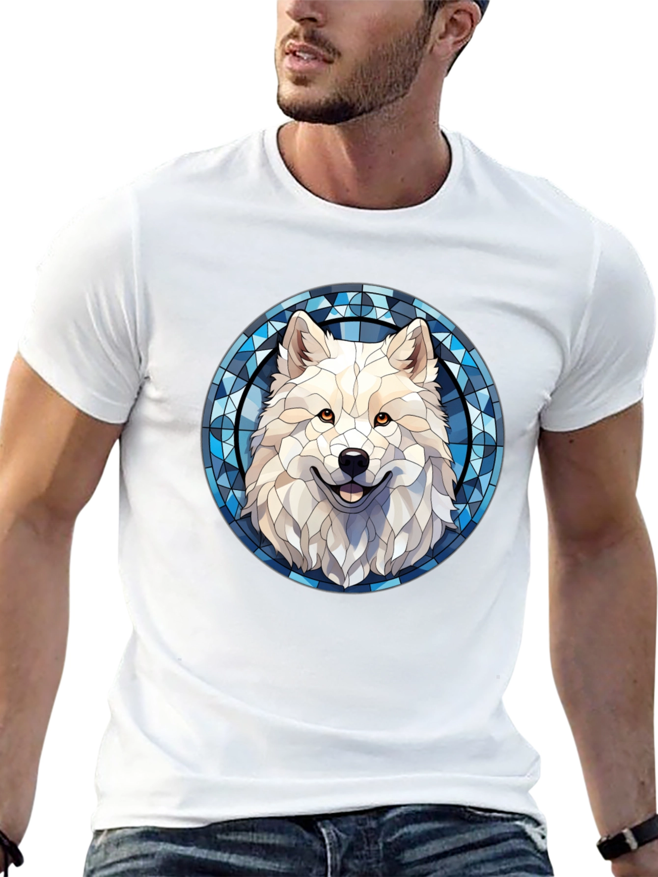 Wolf Graphic Tee - Stained Glass Style Art