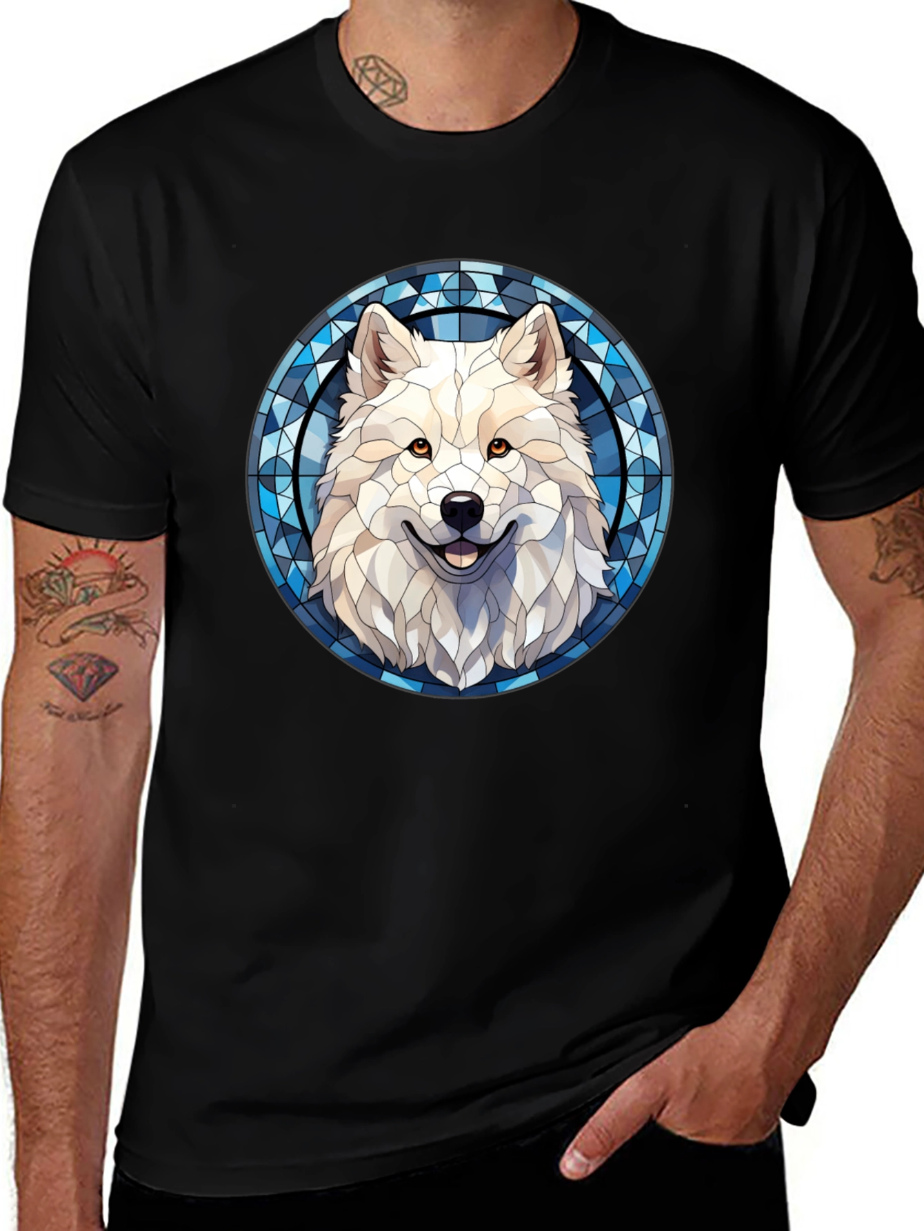 Wolf Graphic Tee - Stained Glass Style Art