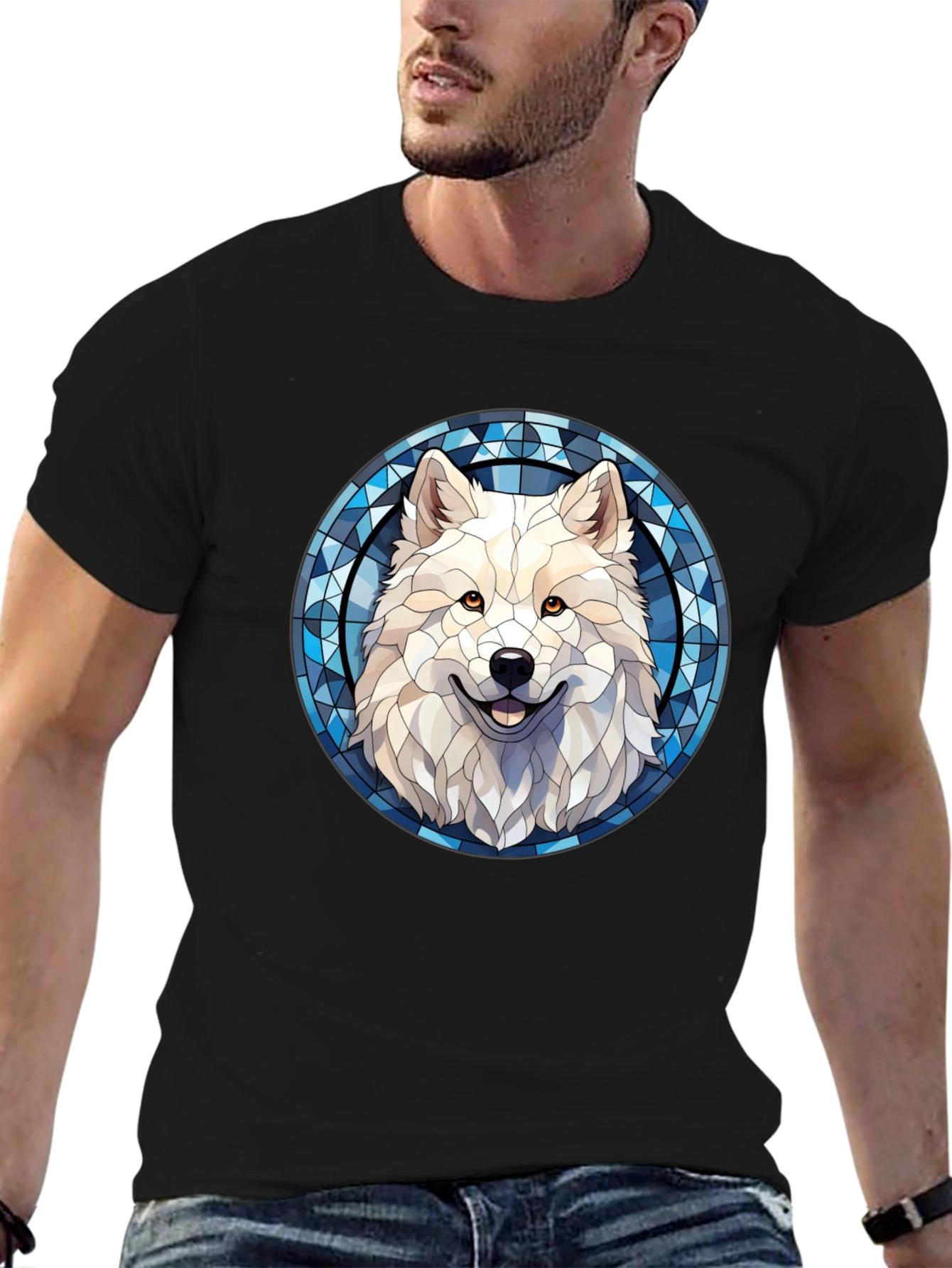 Wolf Graphic Tee - Stained Glass Style Art