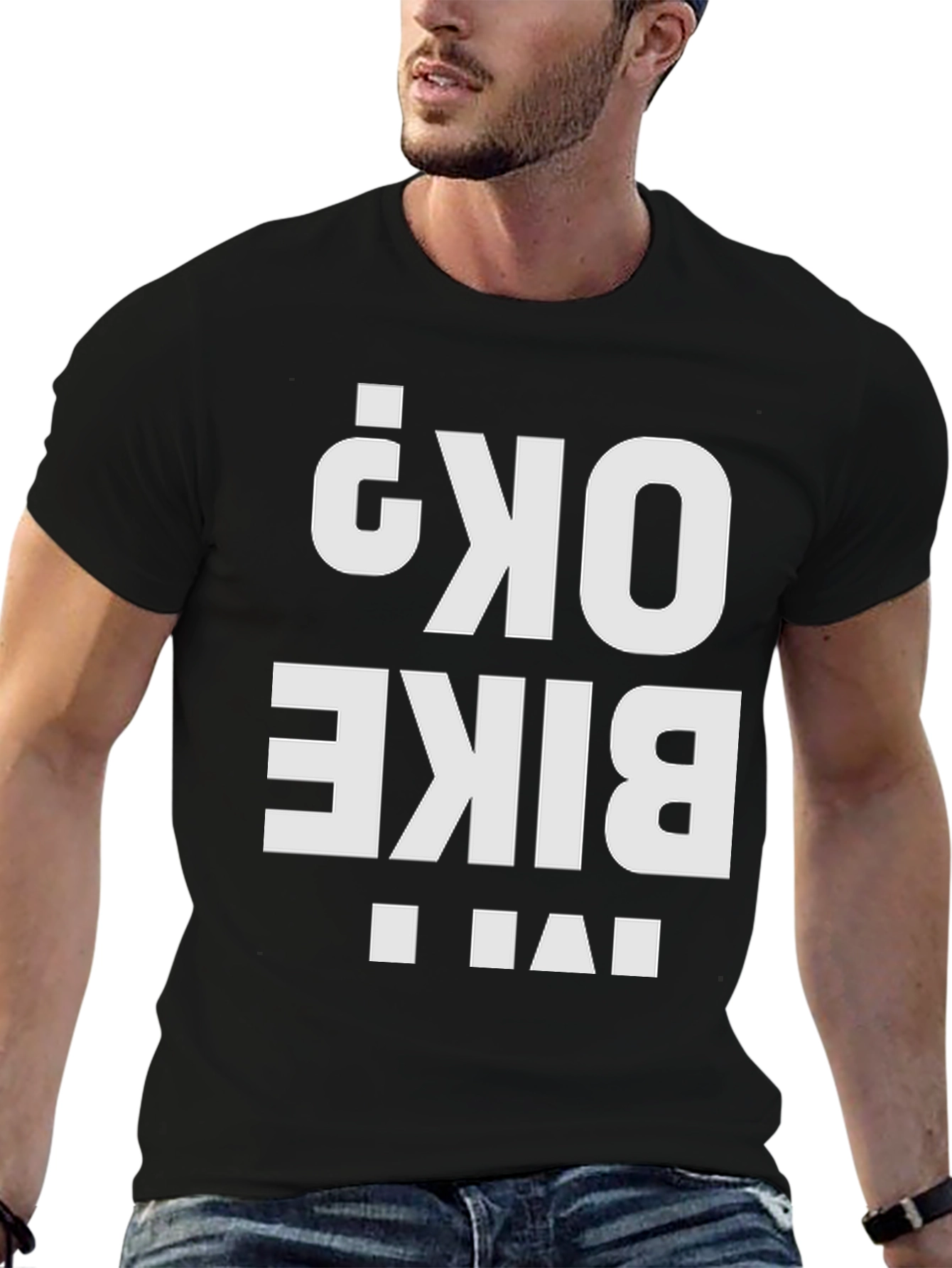 Bike OK? Graphic Tee - Black Cotton T-Shirt