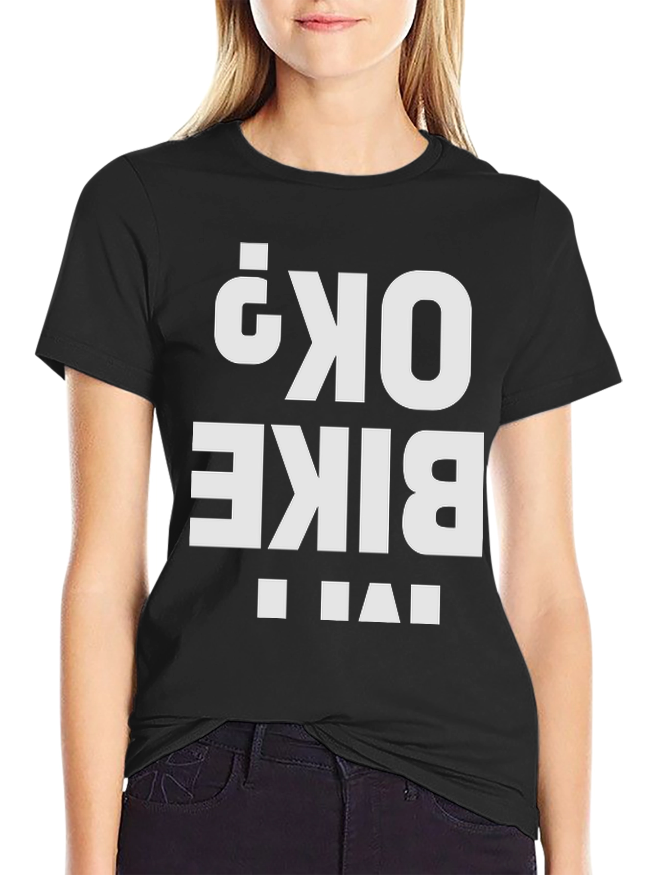 Bike OK? Graphic Tee - Black Cotton T-Shirt