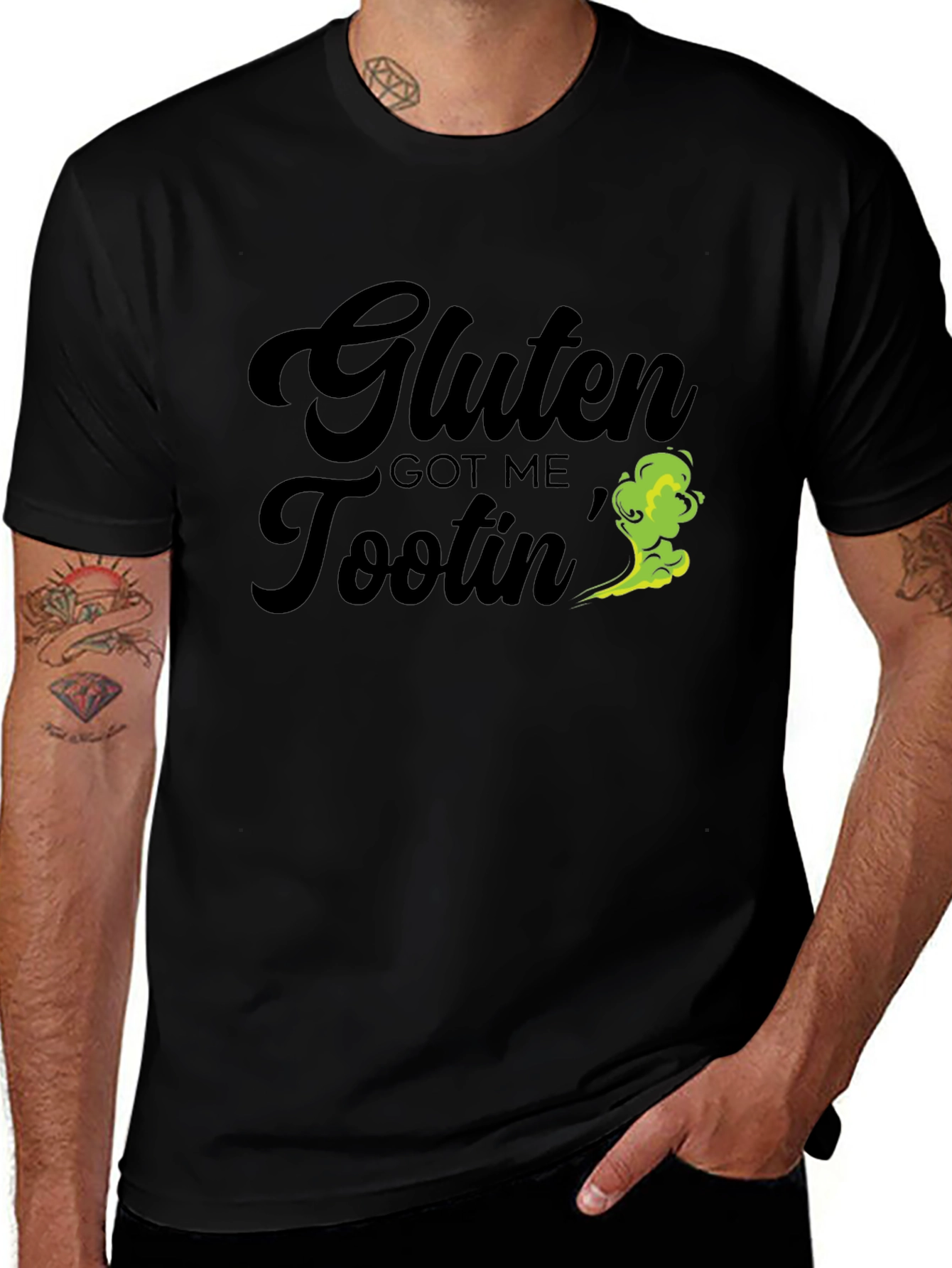 Gluten Got Me Tootin Black Graphic Tee