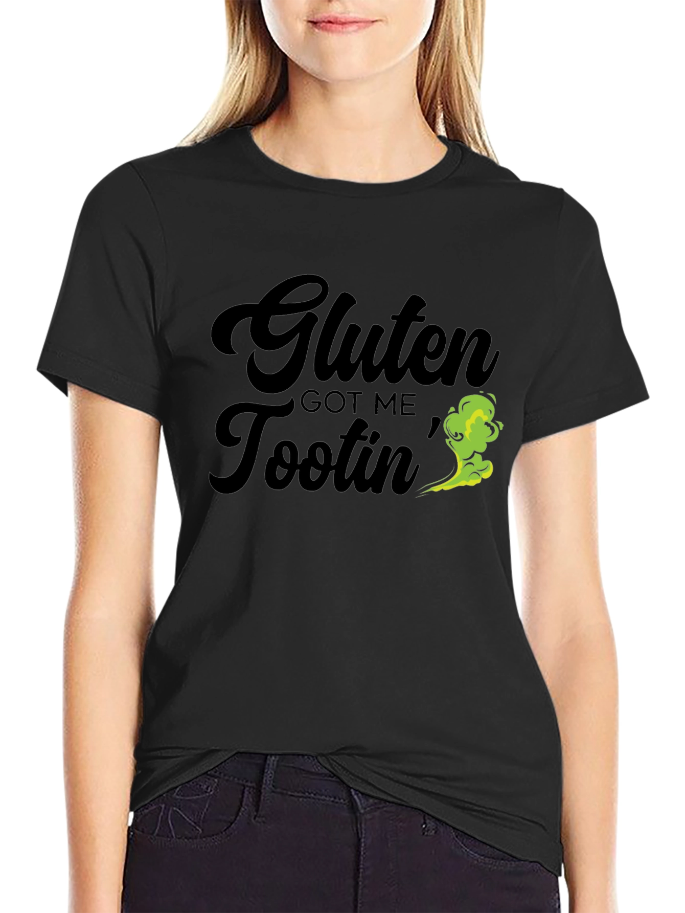 Gluten Got Me Tootin Black Graphic Tee