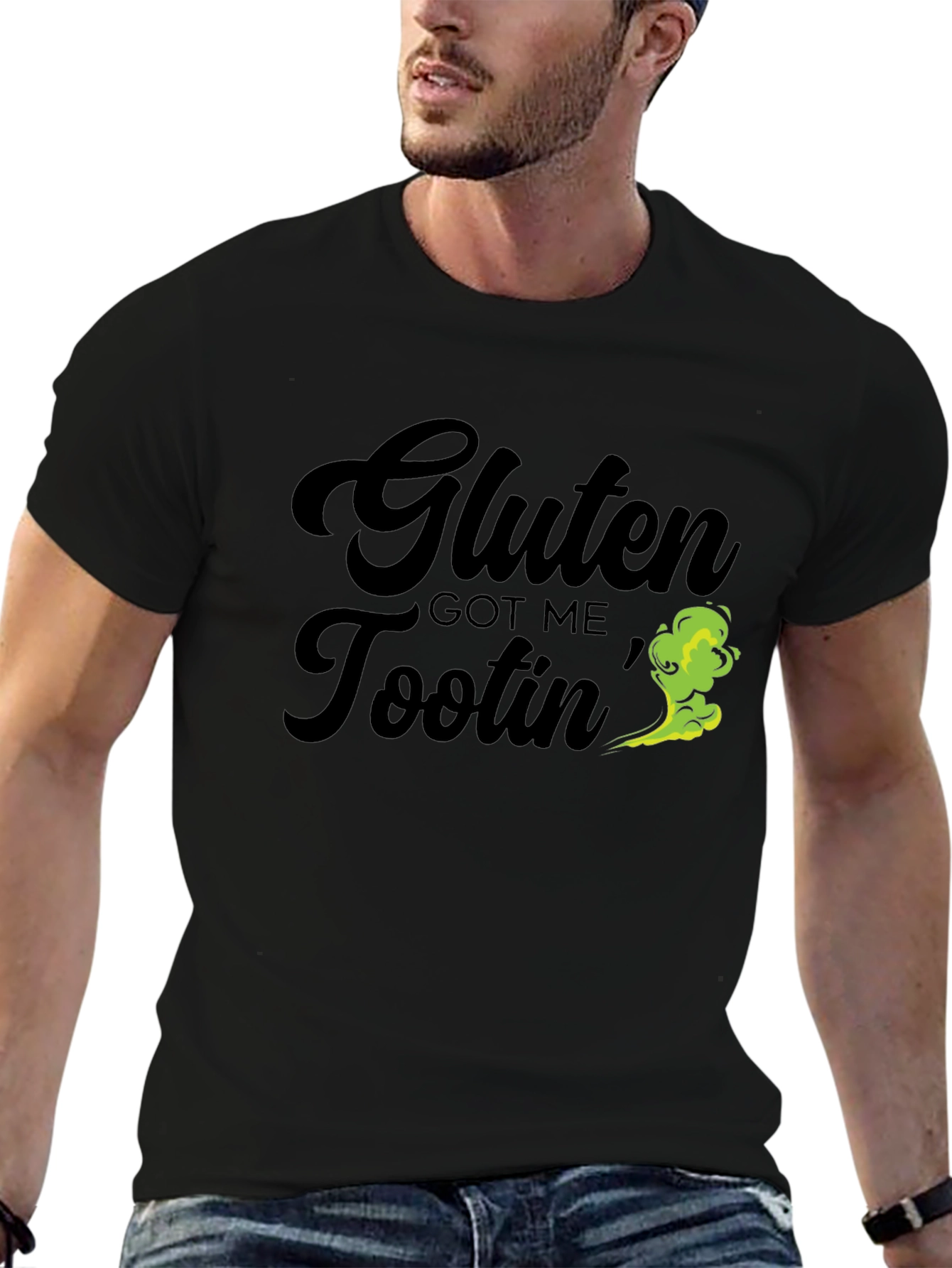 Gluten Got Me Tootin Black Graphic Tee