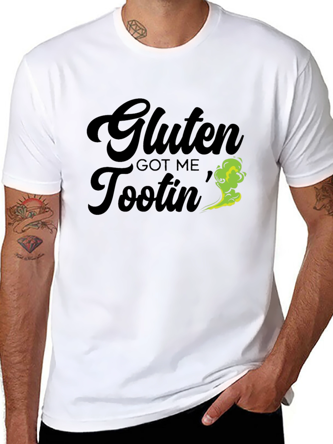 Gluten Got Me Tootin Black Graphic Tee