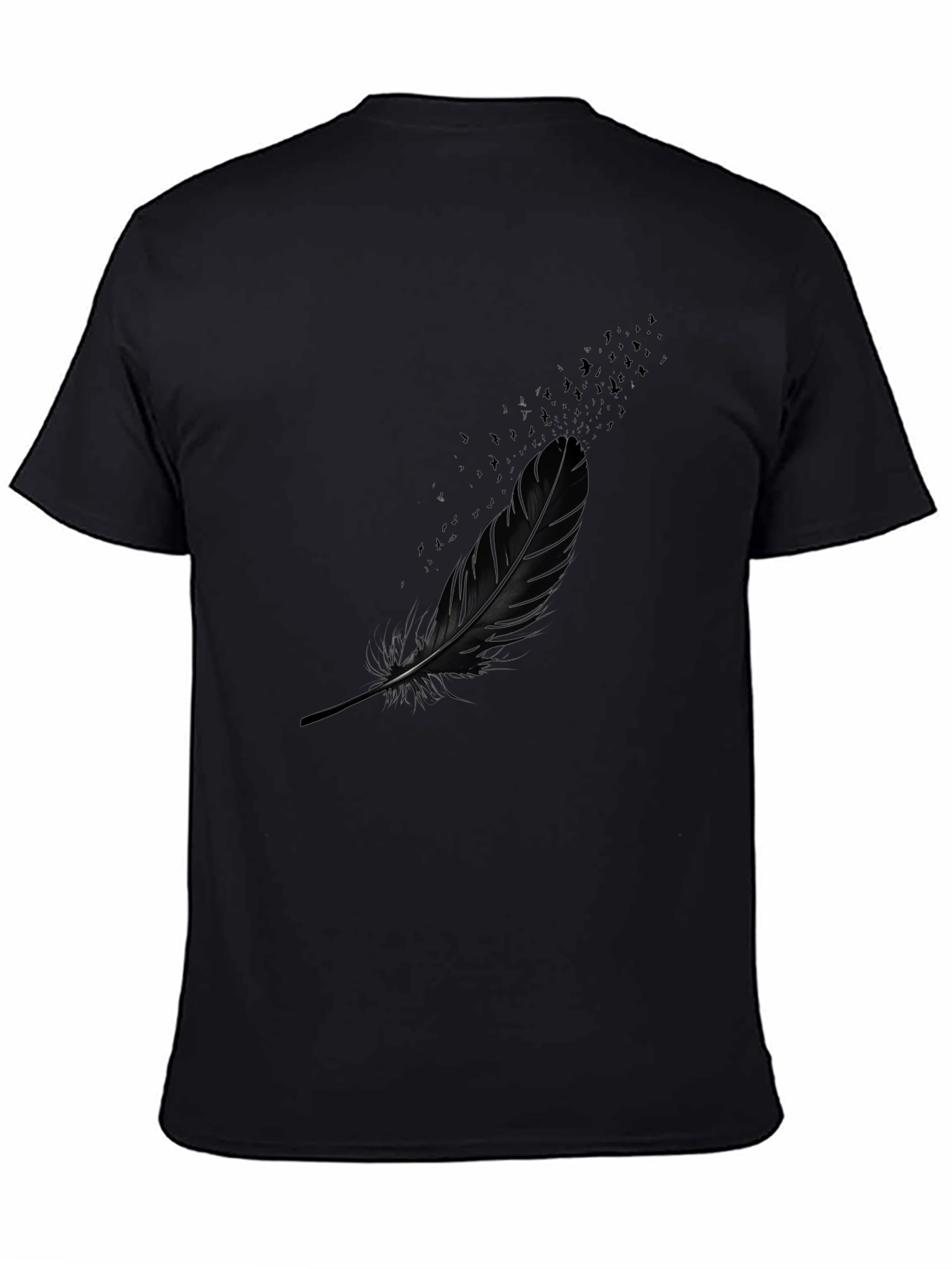 Mens Feather Graphic Black T-Shirt