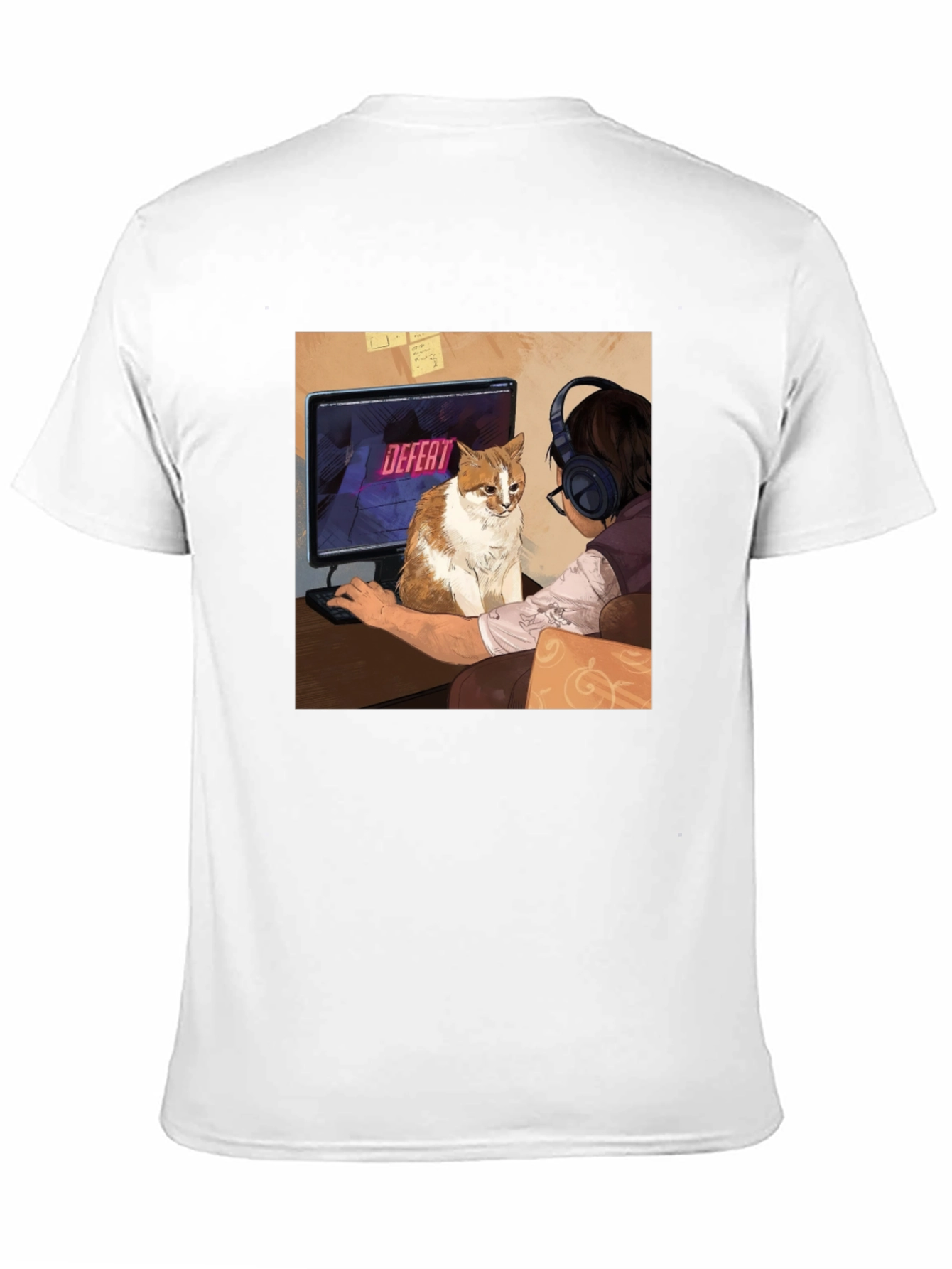 Gamer Cat T-Shirt: Defeat Screen Print