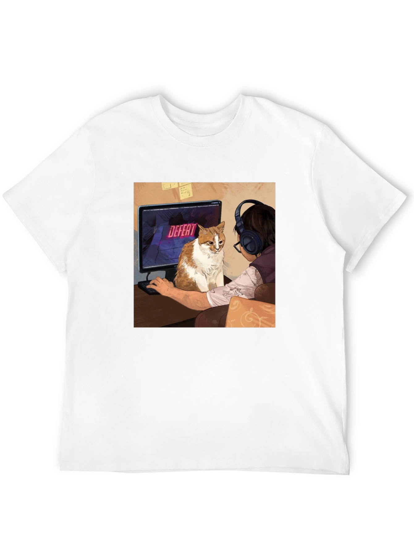 Gamer Cat T-Shirt: Defeat Screen Print