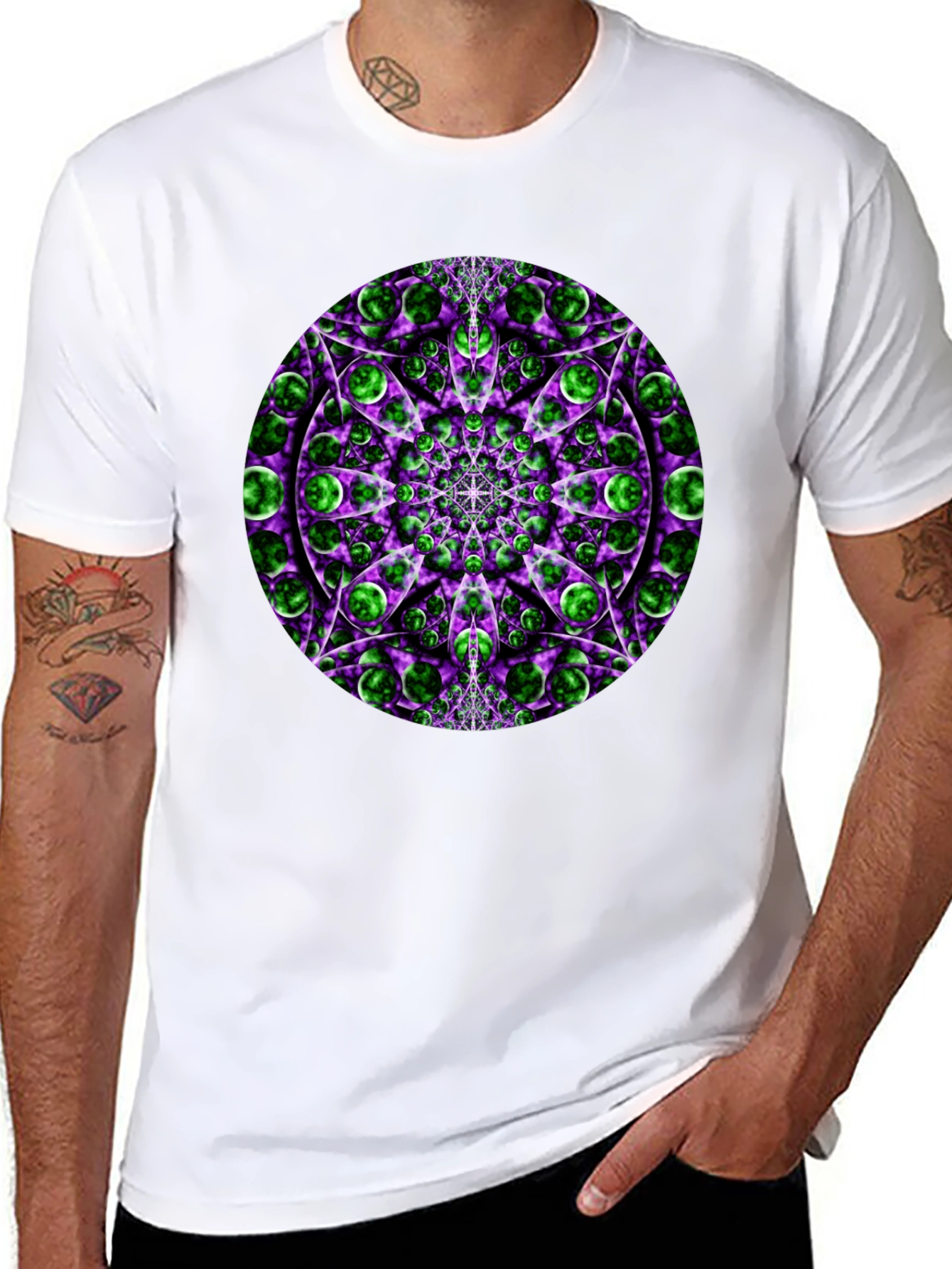 Psychedelic Mandala Graphic Tee - Black