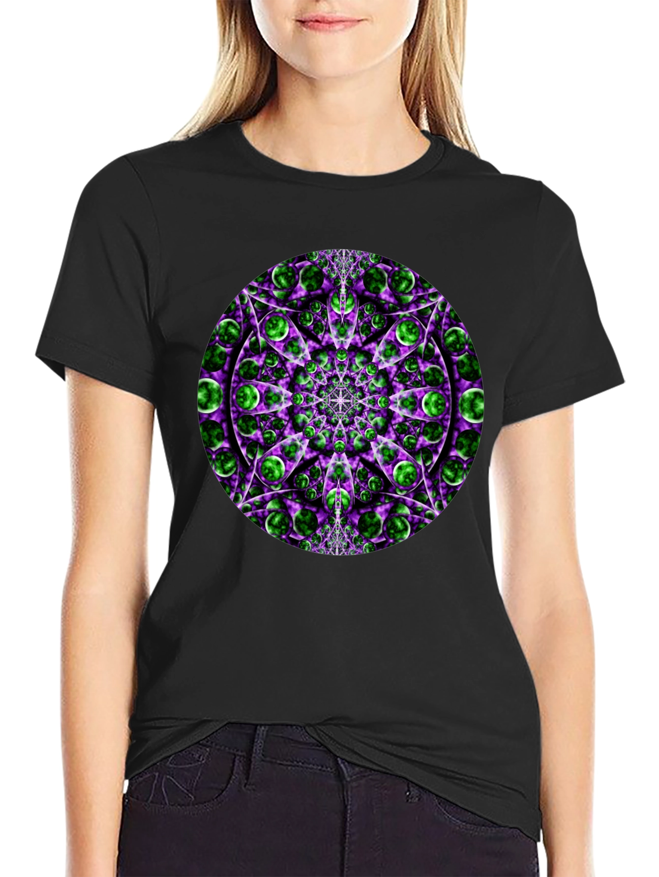 Psychedelic Mandala Graphic Tee - Black