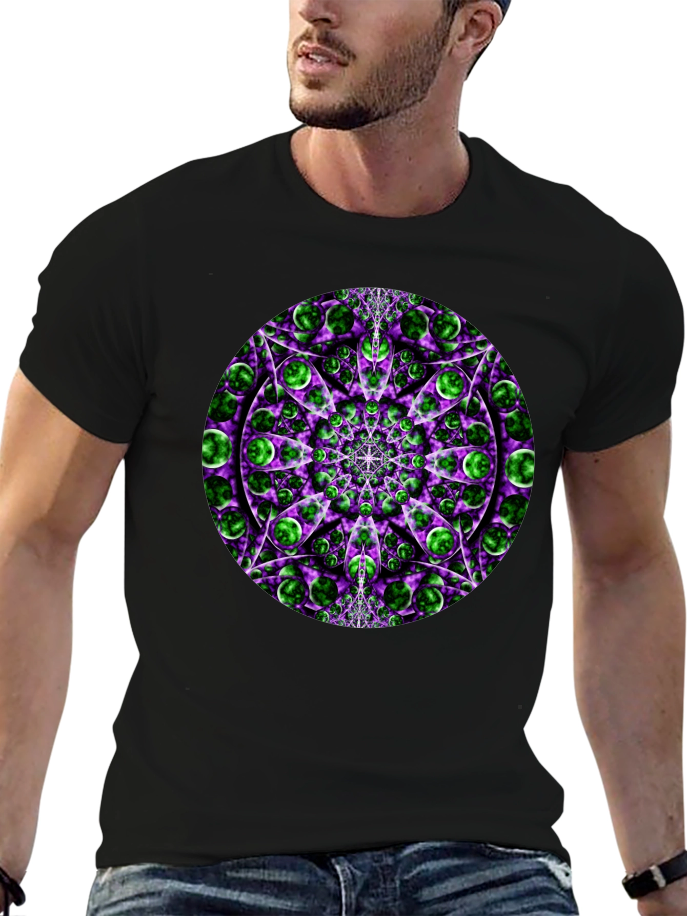 Psychedelic Mandala Graphic Tee - Black