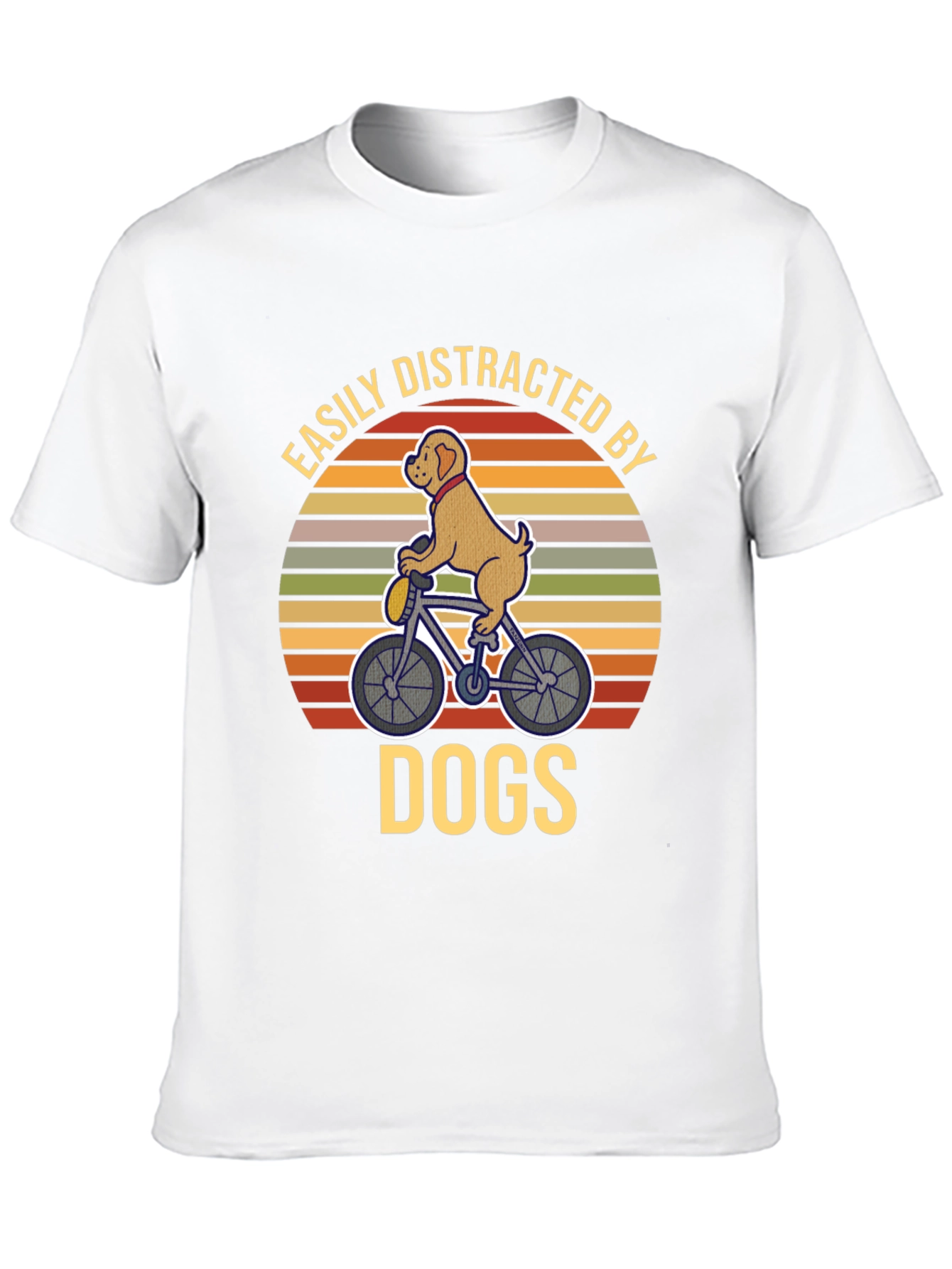 Dog on Bike T-Shirt - Easily Distracted By Dogs