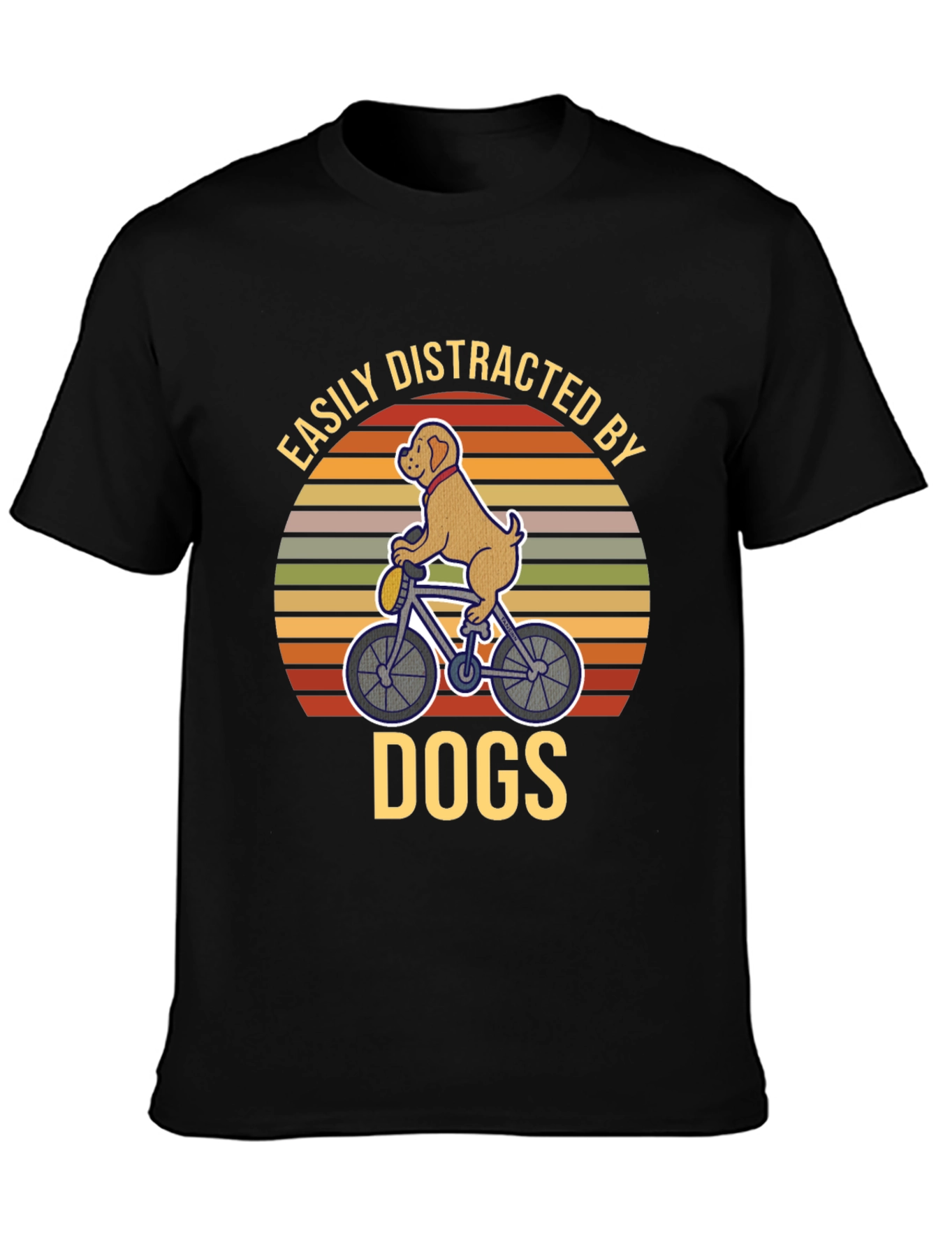 Dog on Bike T-Shirt - Easily Distracted By Dogs