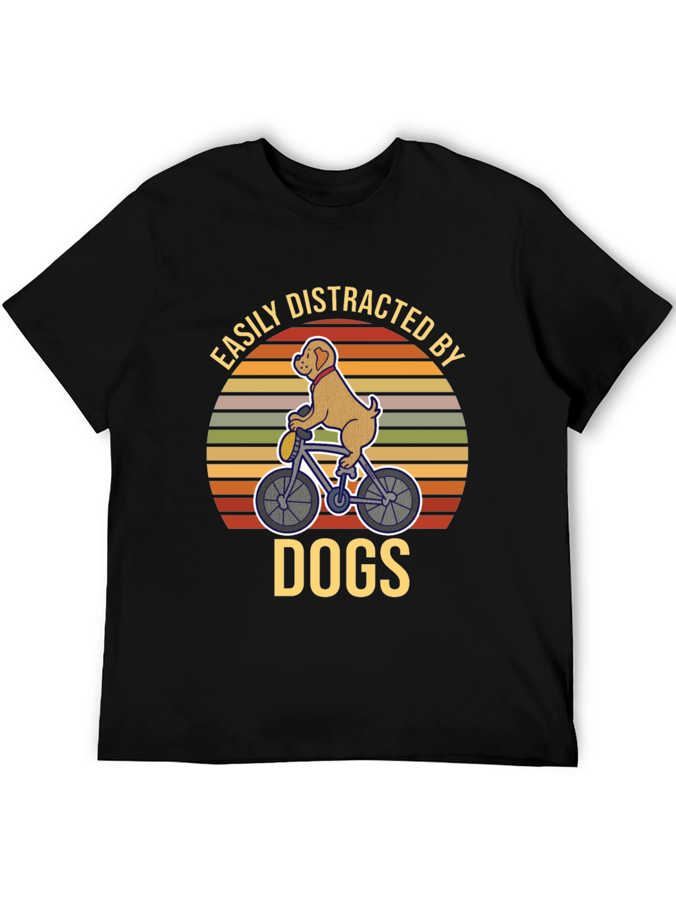 Dog on Bike T-Shirt - Easily Distracted By Dogs