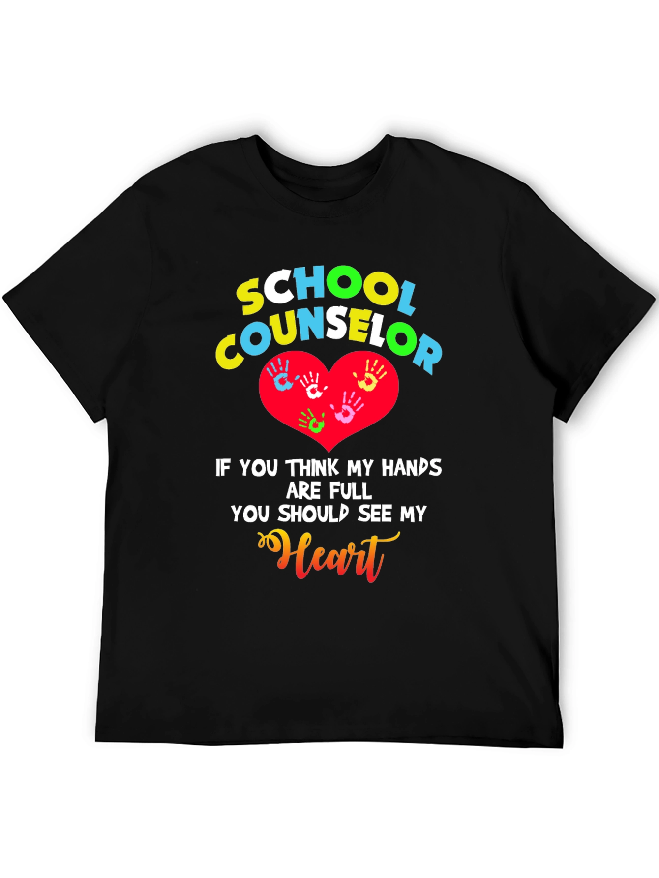 School Counselor Heart Hands Graphic T-Shirt