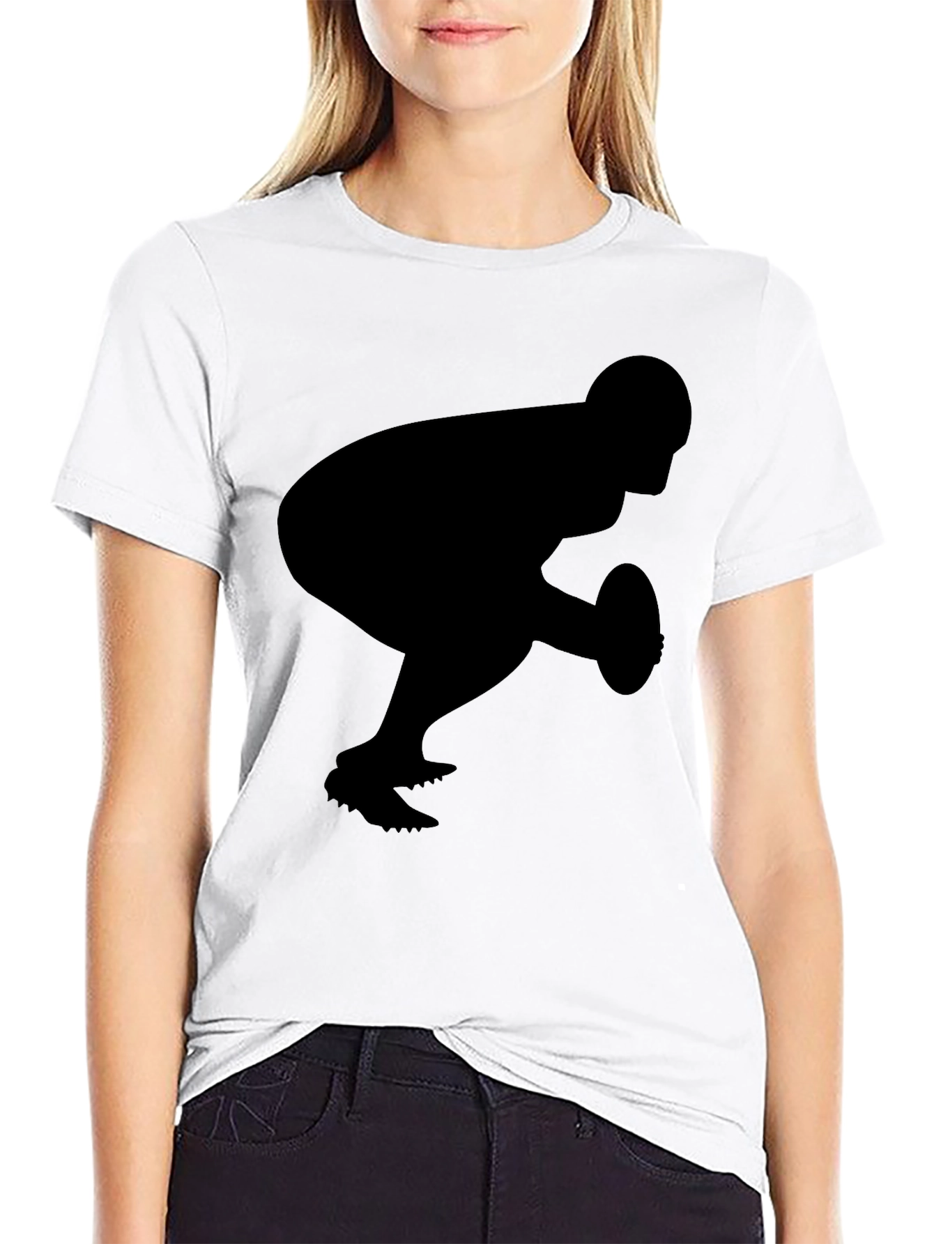 Football Player Silhouette Graphic Tee
