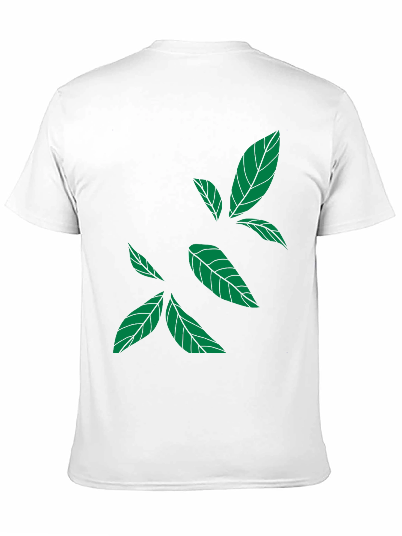 Green Leaf Print Black T-Shirt - Casual Style