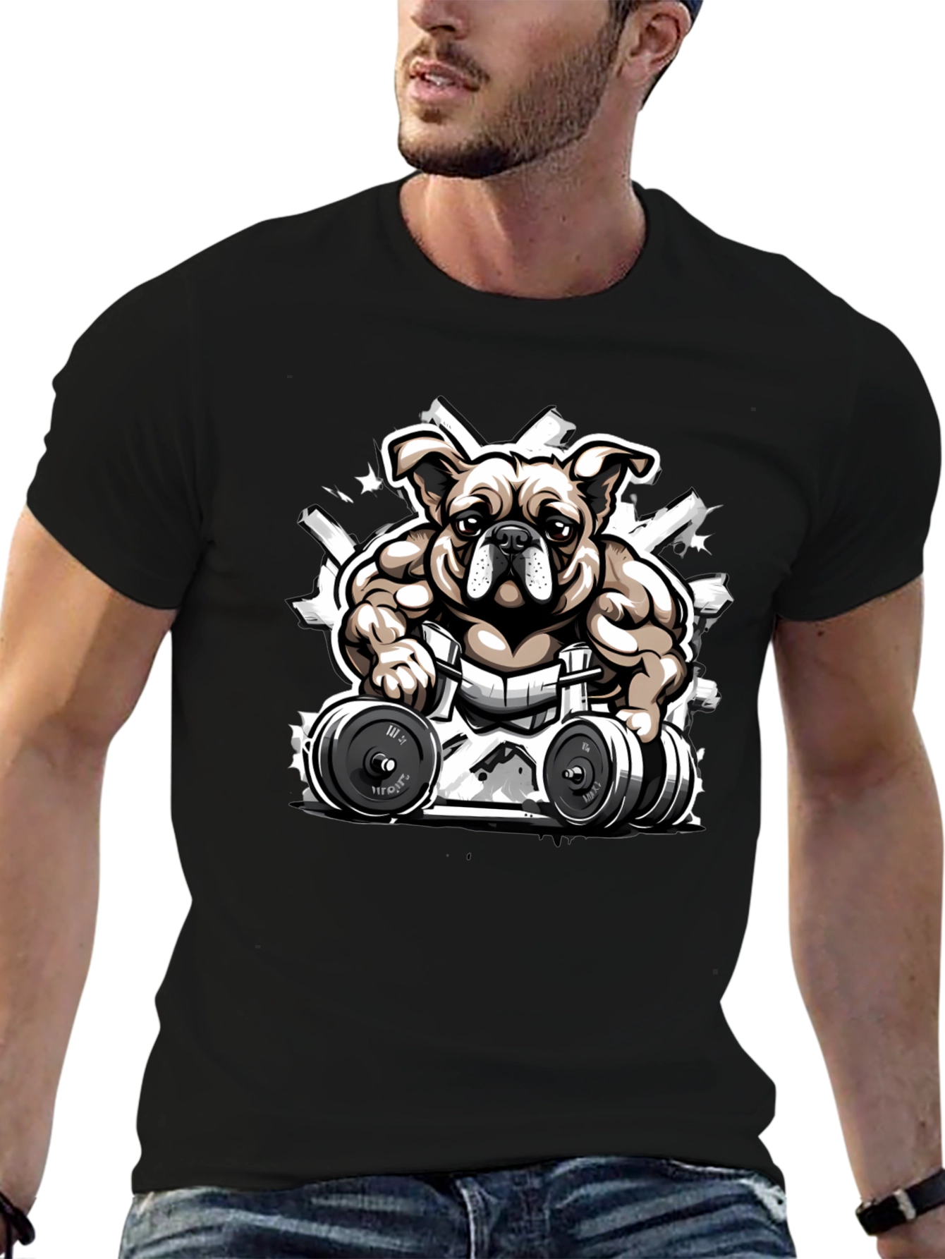 Bulldog Gym T-Shirt - Black Comfortable Fit