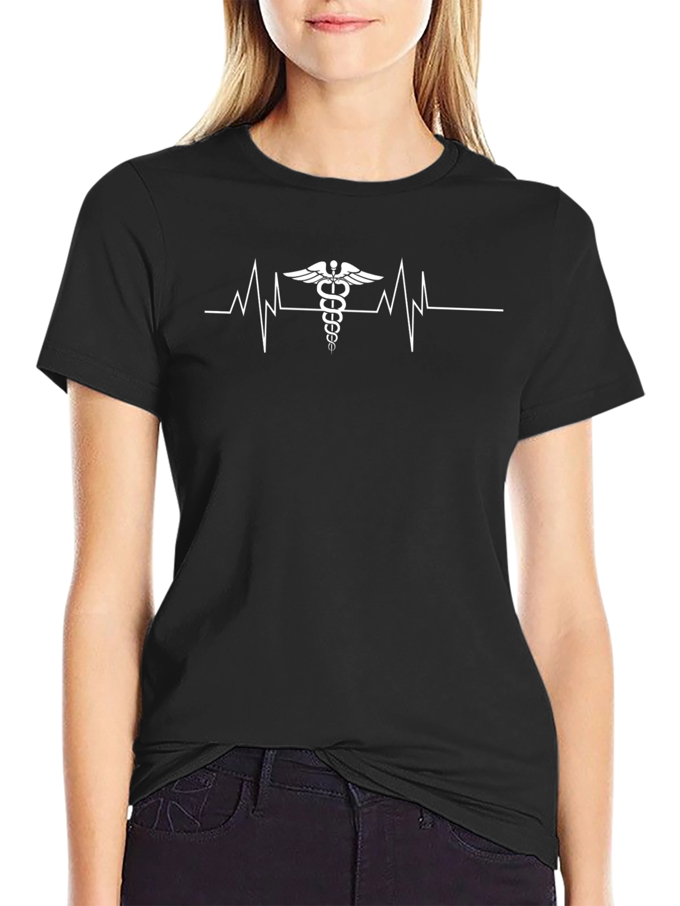 Medical Heartbeat T-Shirt - Caduceus Design