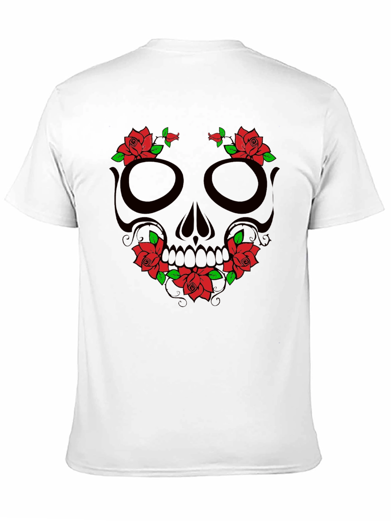 Floral Skull Graphic T-Shirt - Mens Black Tee