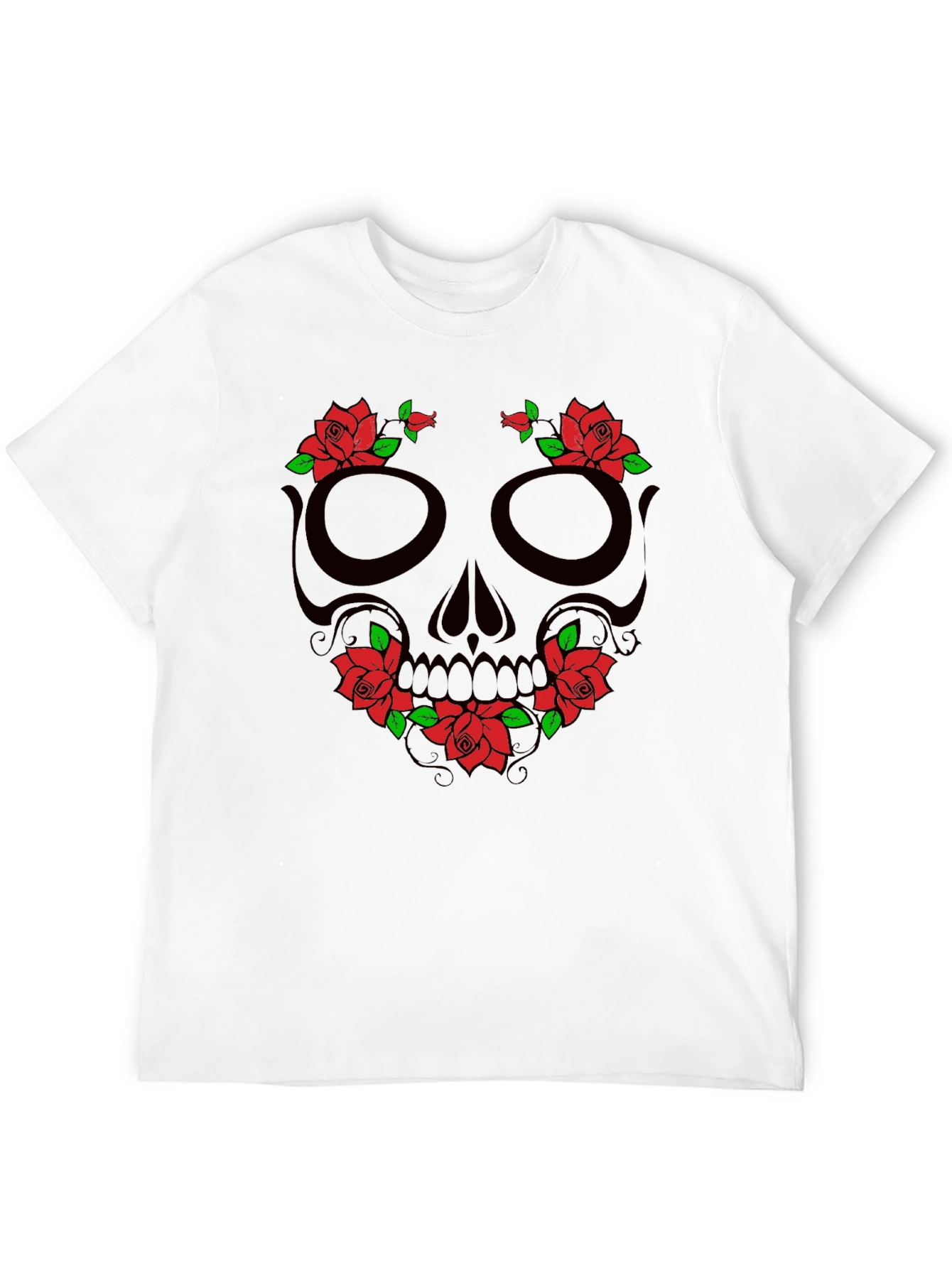 Floral Skull Graphic T-Shirt - Mens Black Tee