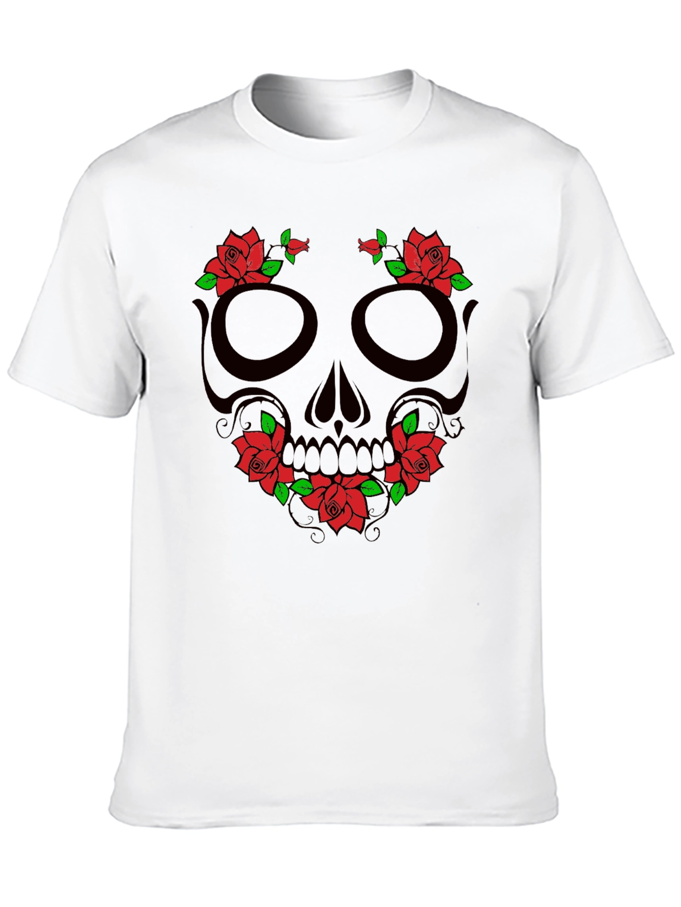 Floral Skull Graphic T-Shirt - Mens Black Tee