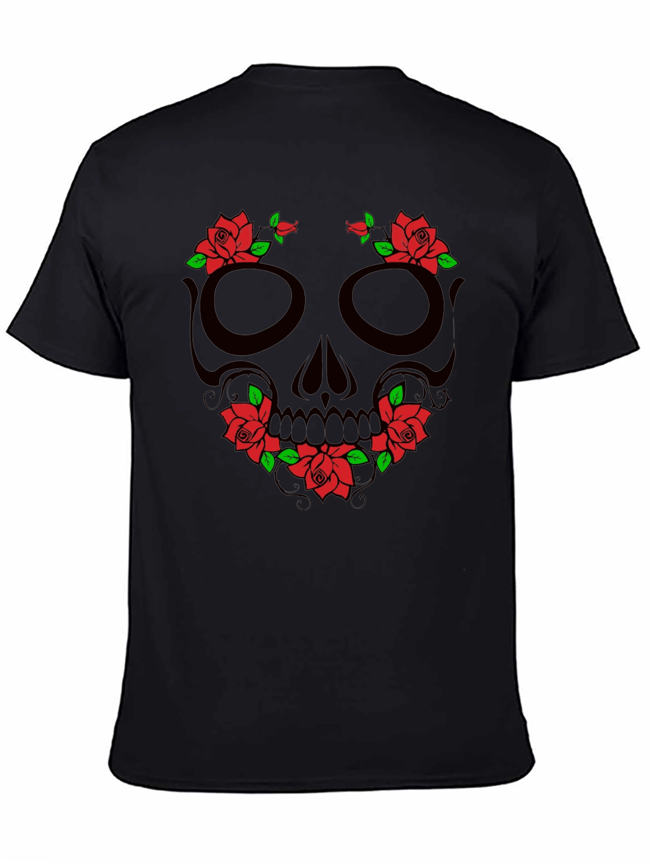Floral Skull Graphic T-Shirt - Mens Black Tee
