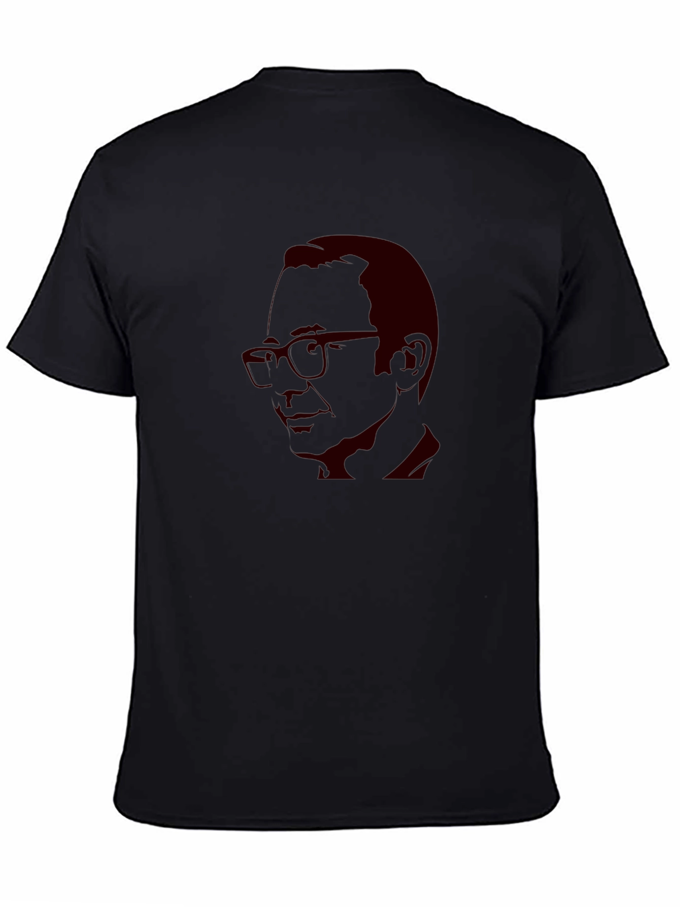 Black T-Shirt with Retro Portrait Design