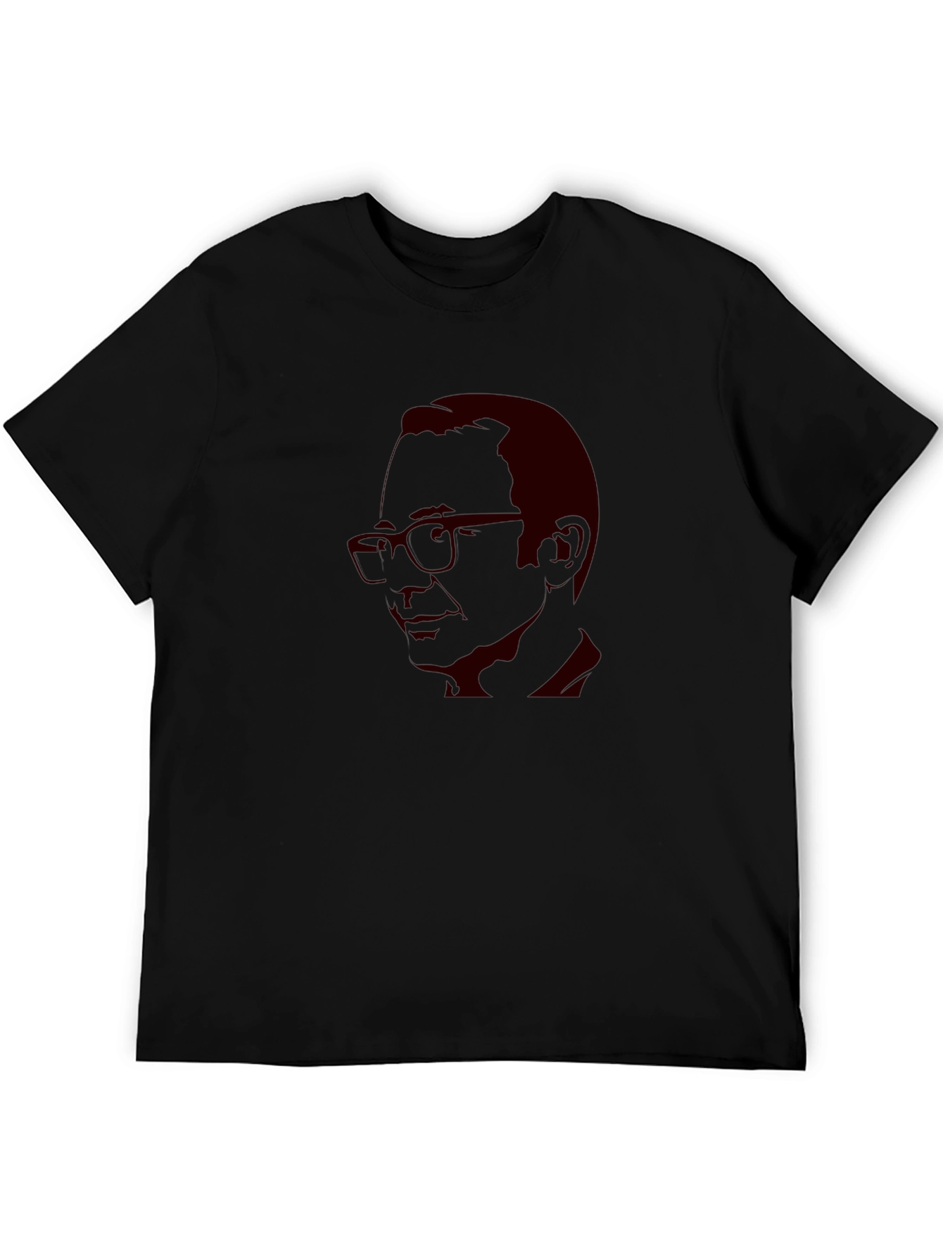Black T-Shirt with Retro Portrait Design